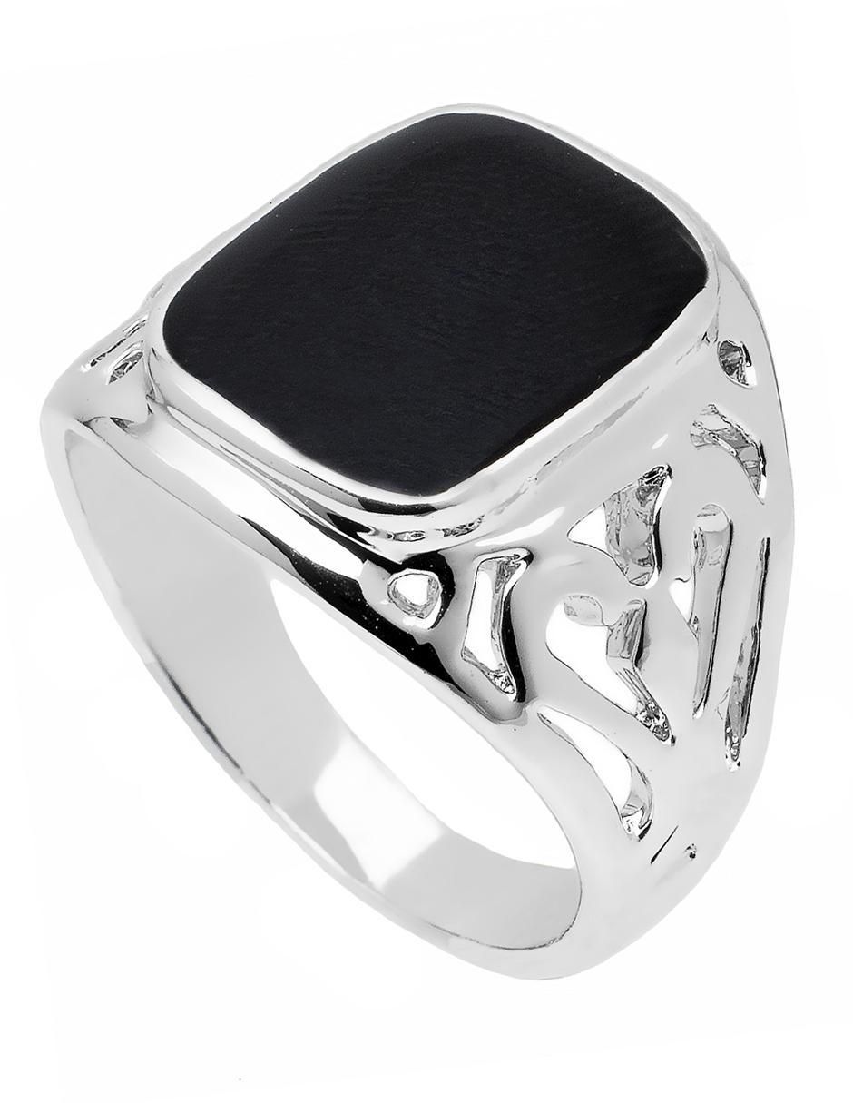 Anillo con gema cuadrado cristal baño de oro blanco Anillo con gema cuadrado cristal baño de oro blanco