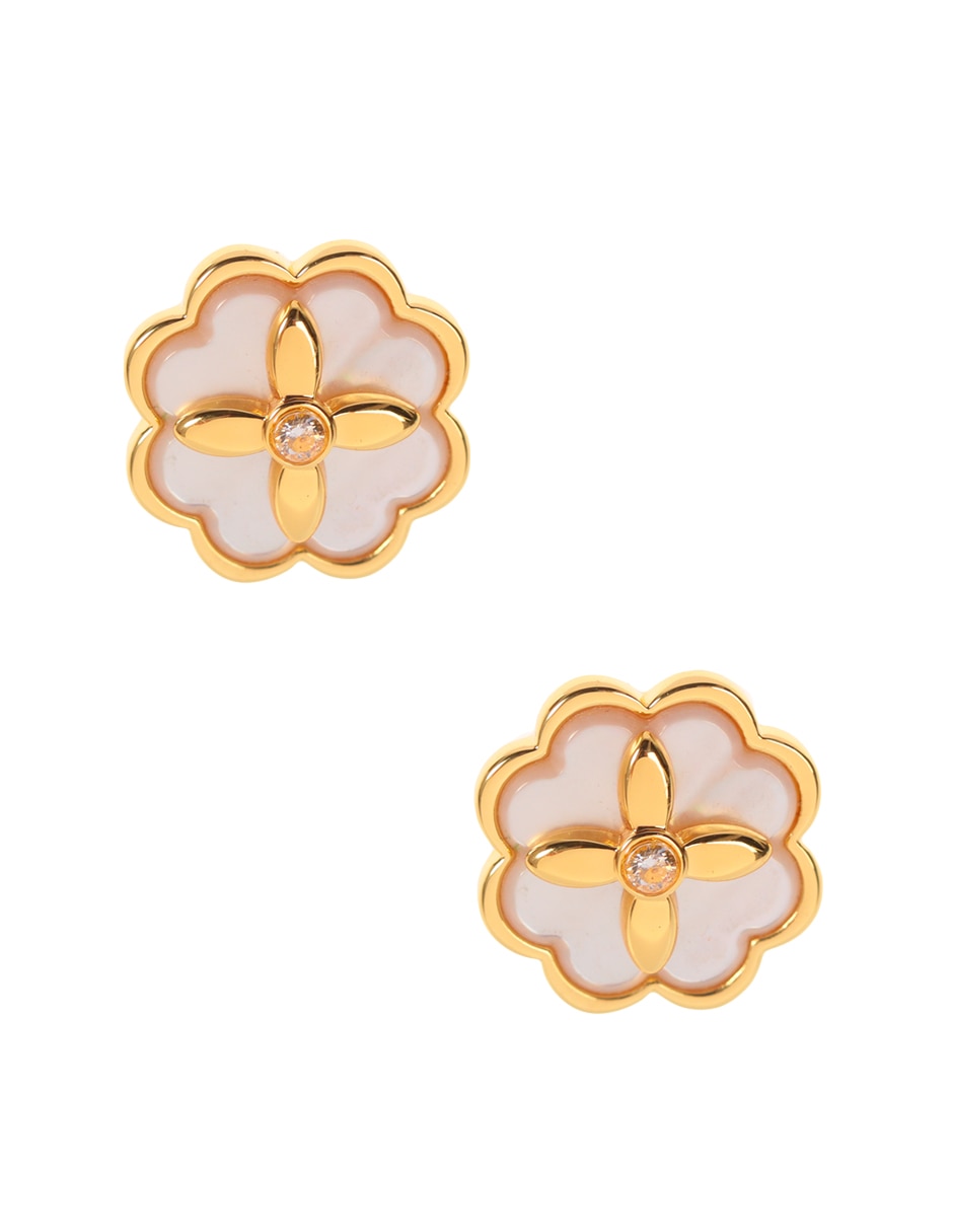 Broqueles de flor con acabado brillante madre perla 1