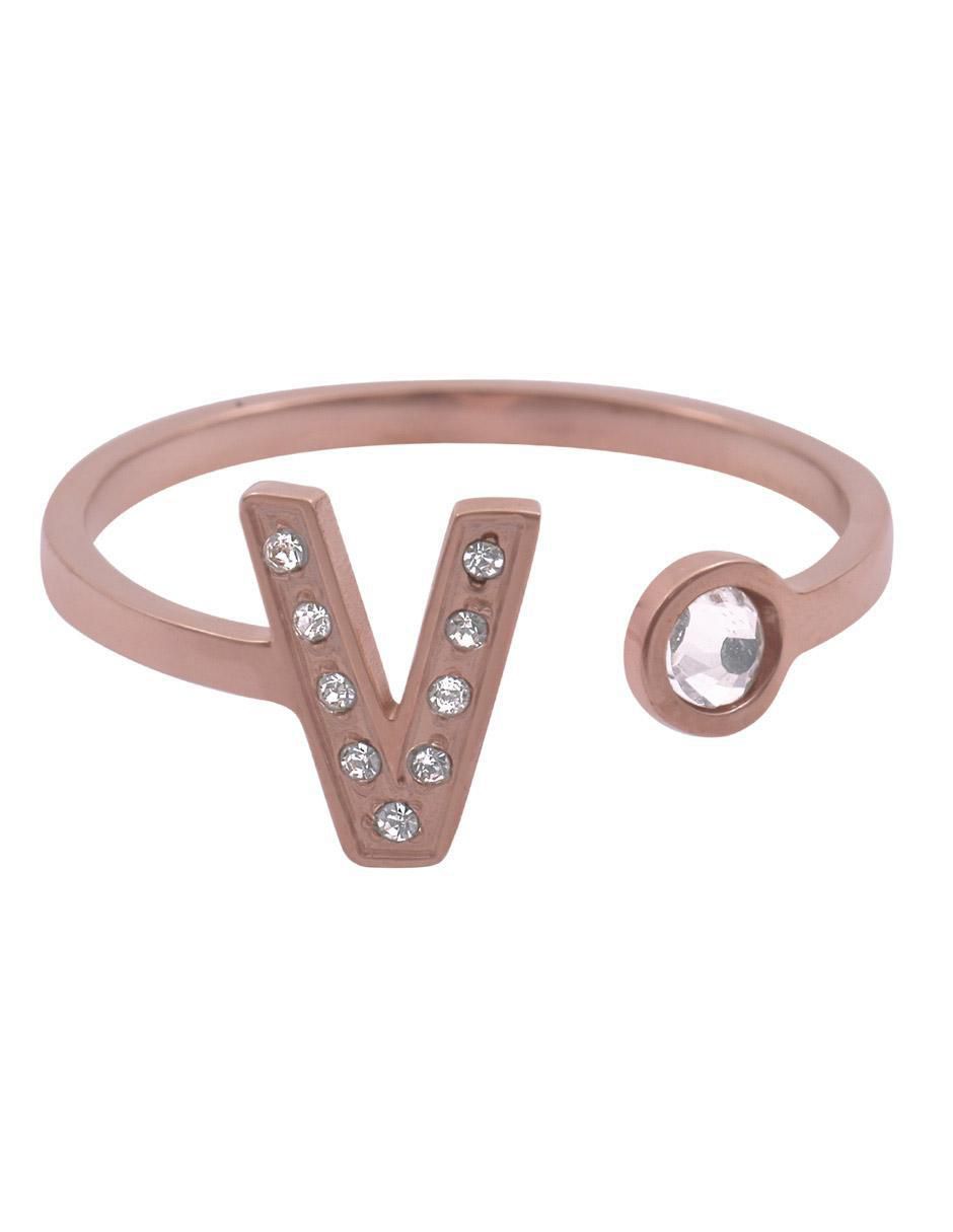 Anillo de letra x zirconia cúbica brillante