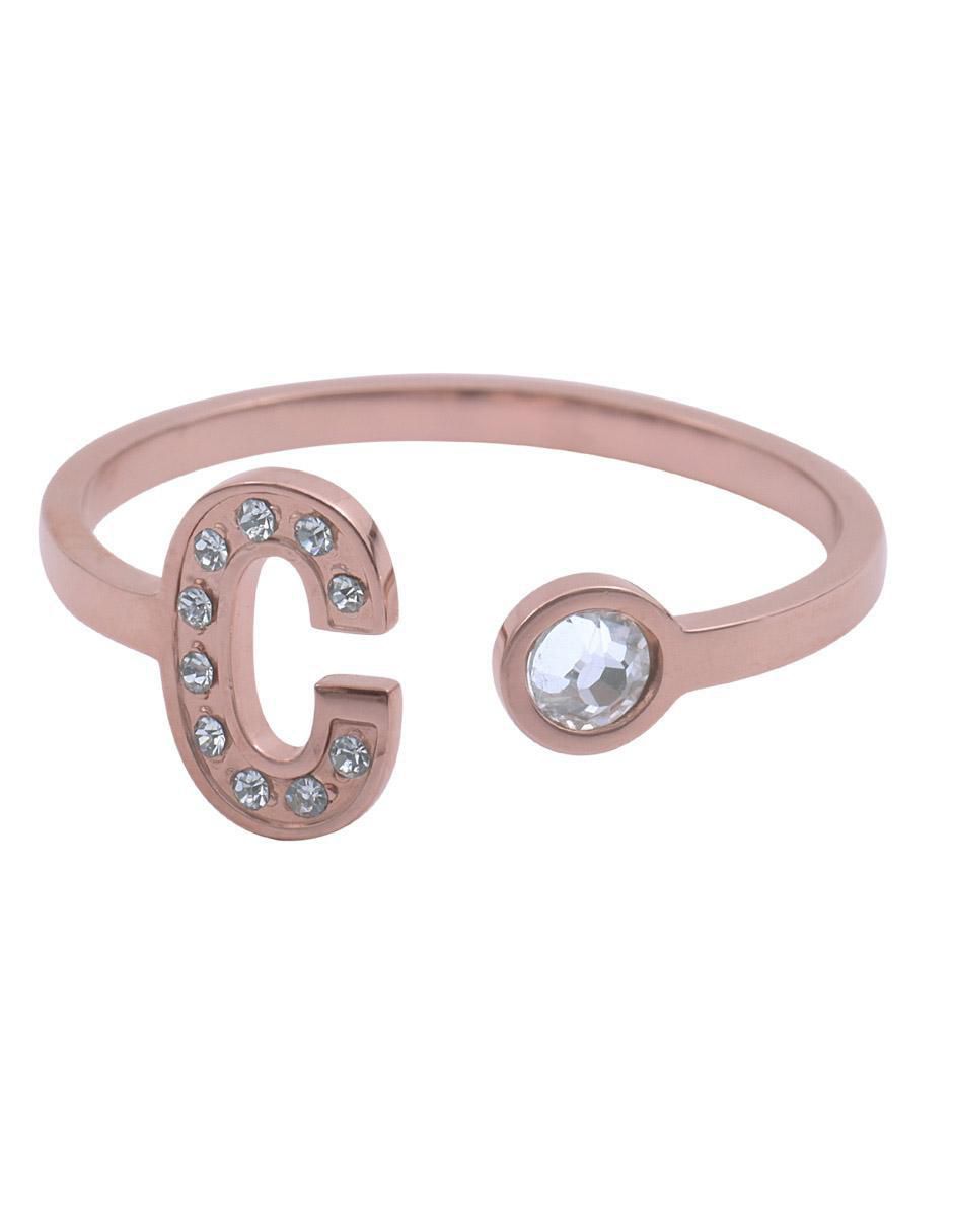 Anillo de letra x zirconia cúbica brillante