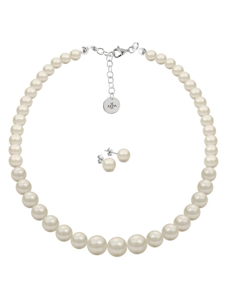 Aretes y collar Pearls de plata P 925 cristal