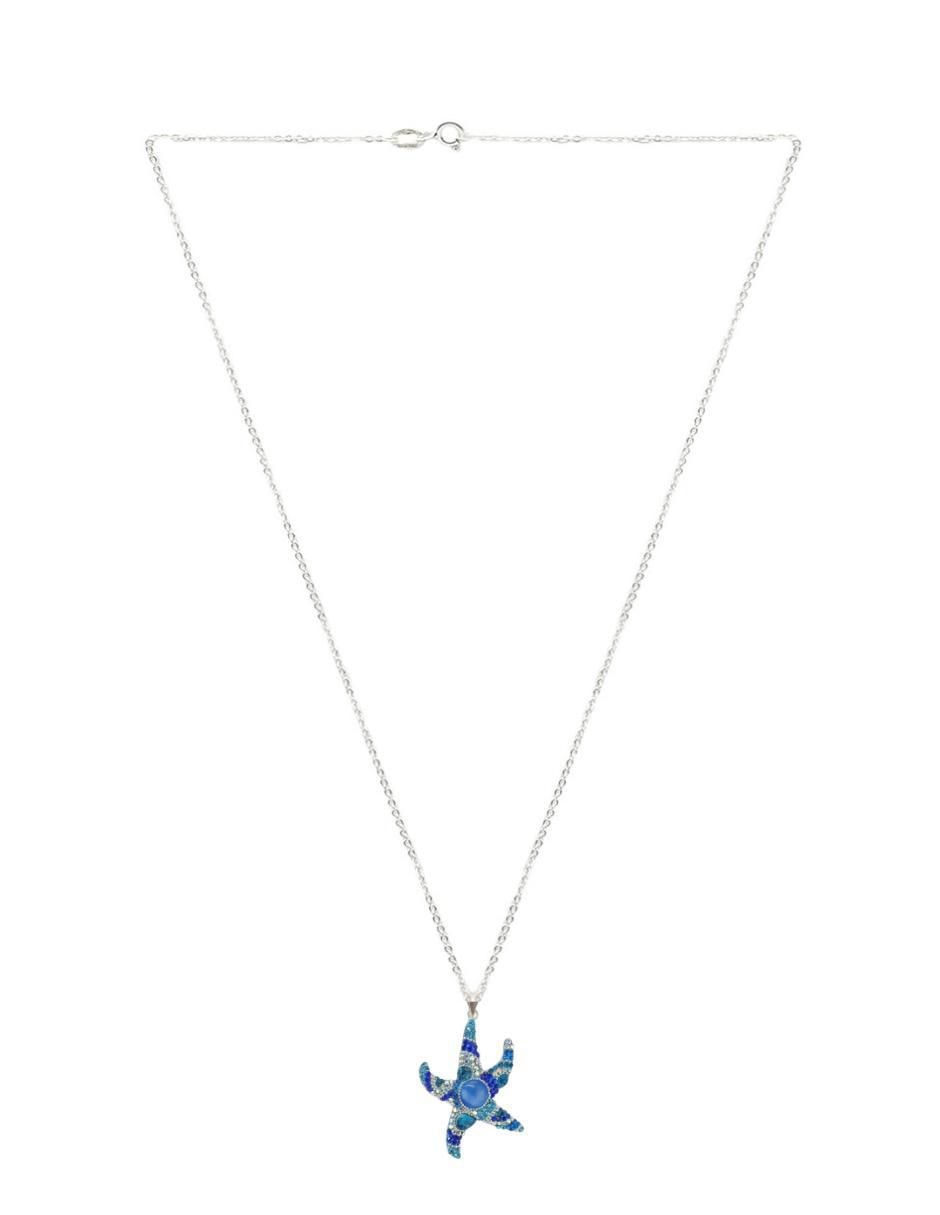 Aretes y collar de estrella mar de plata P 925 cristal 4