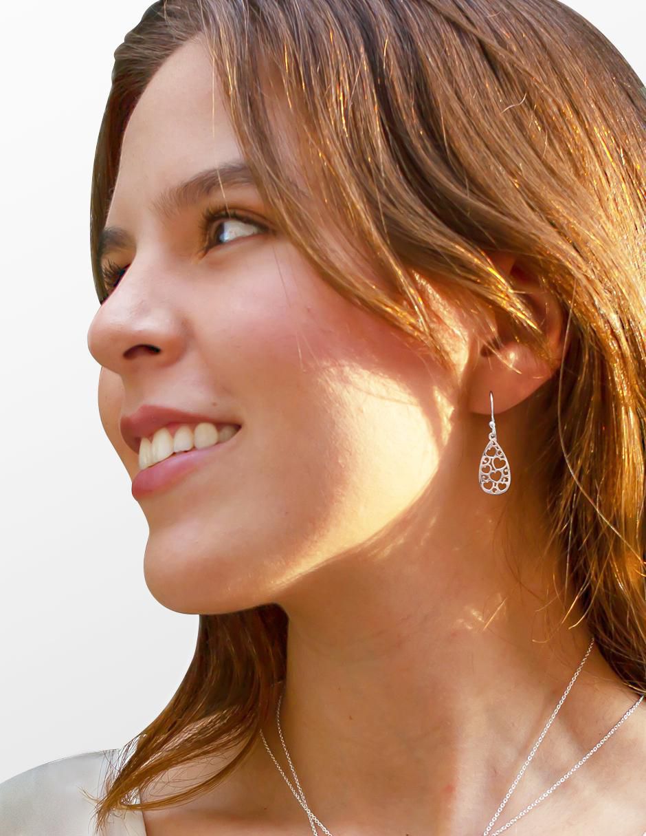 Aretes de gota de plata P 925 con acabado brillante 3