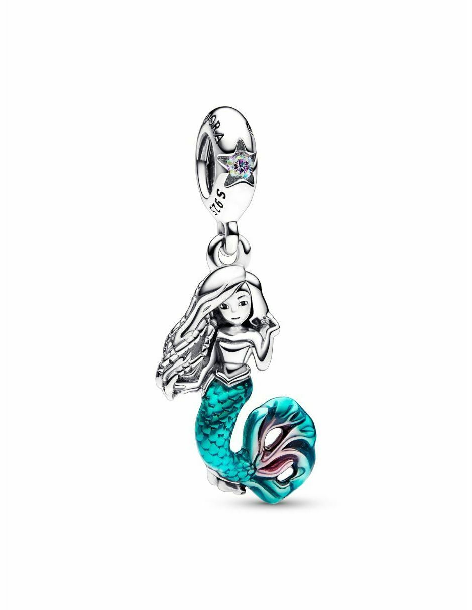 Charm de sirena disney princess de plata P 925 zirconia cúbica
