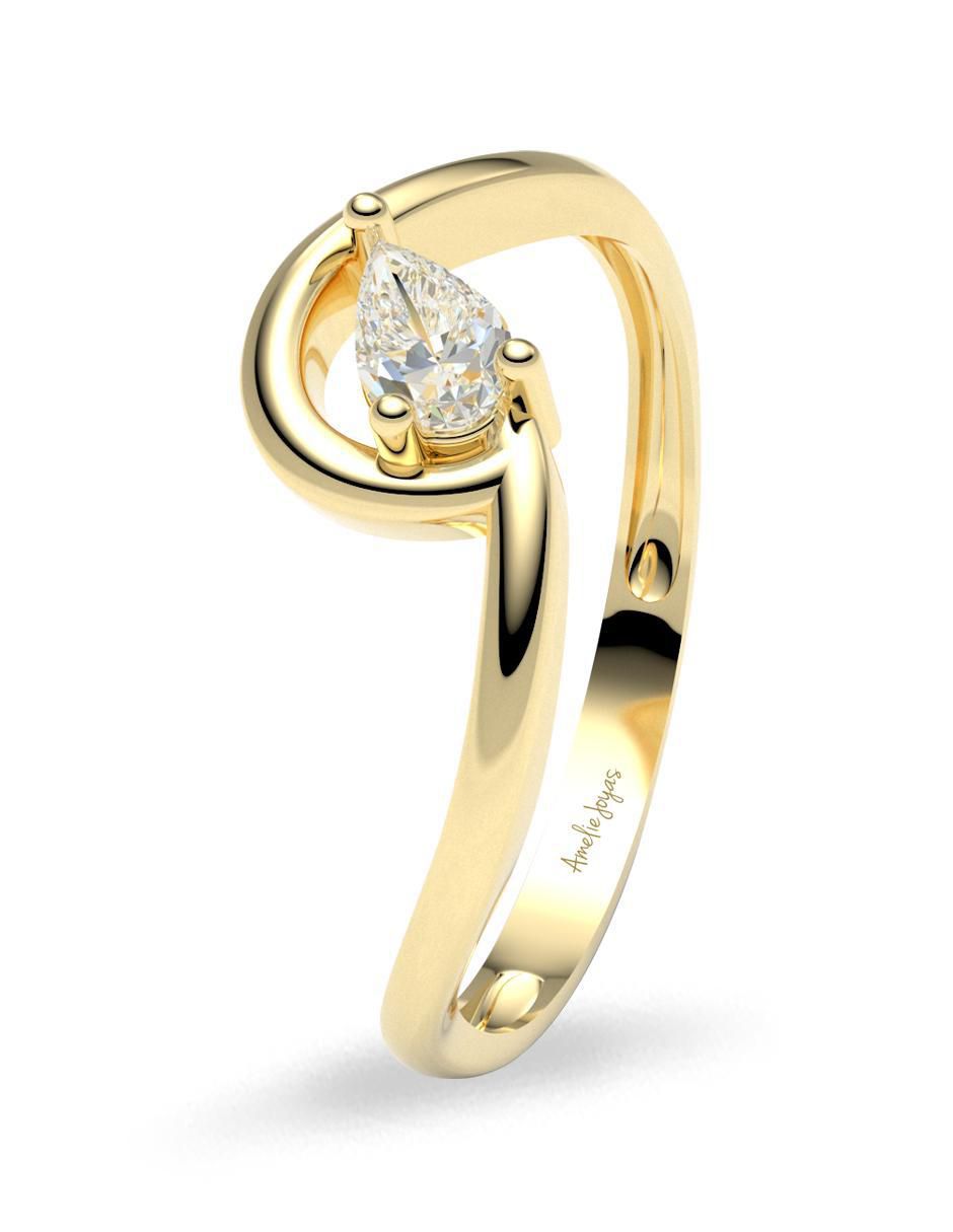 Anillo "de (si aplica)" redondo amelie joyas sin colección sin licencia 14 k "de" oro zirconia