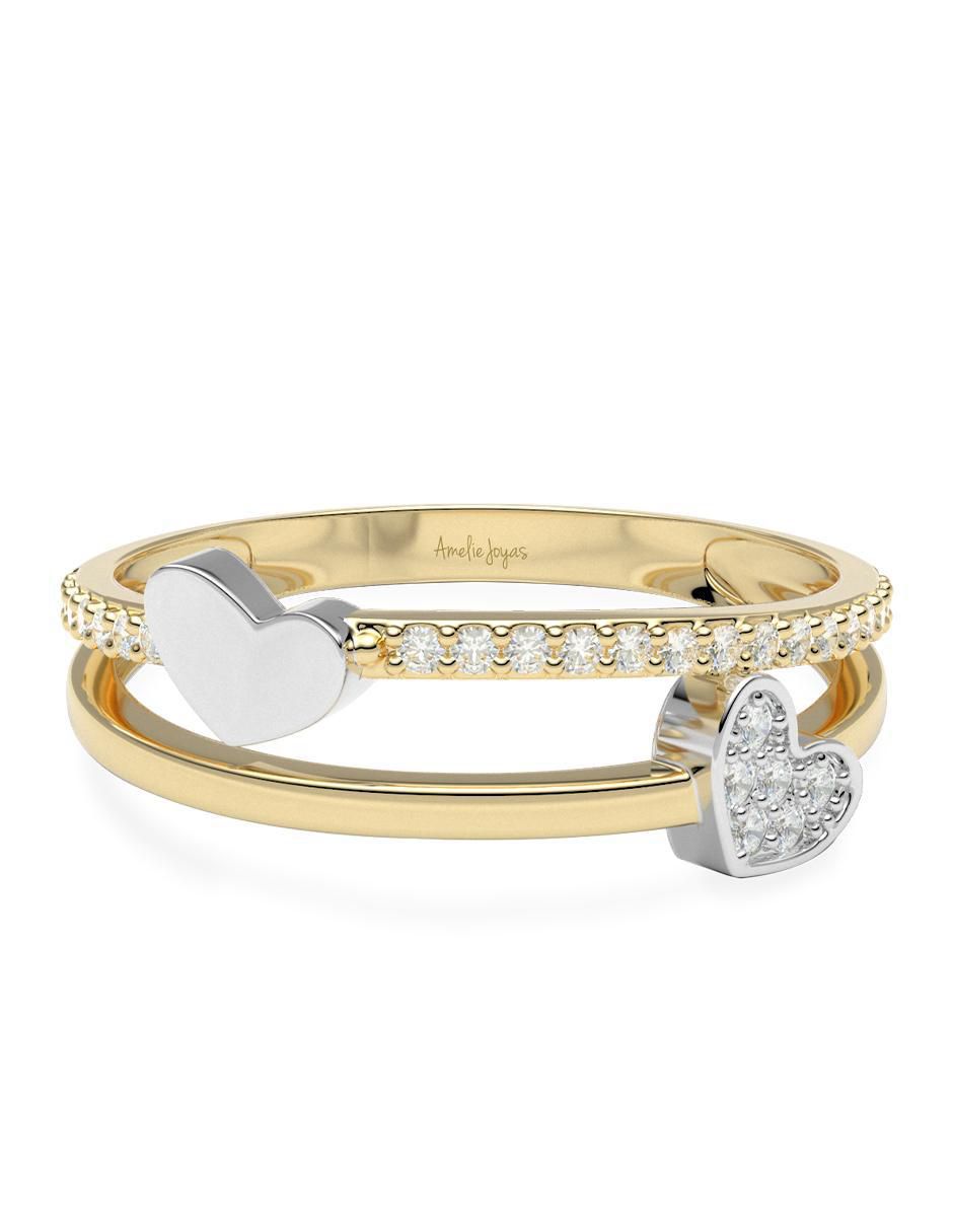 Anillo 14 k de oro zirconia brillante