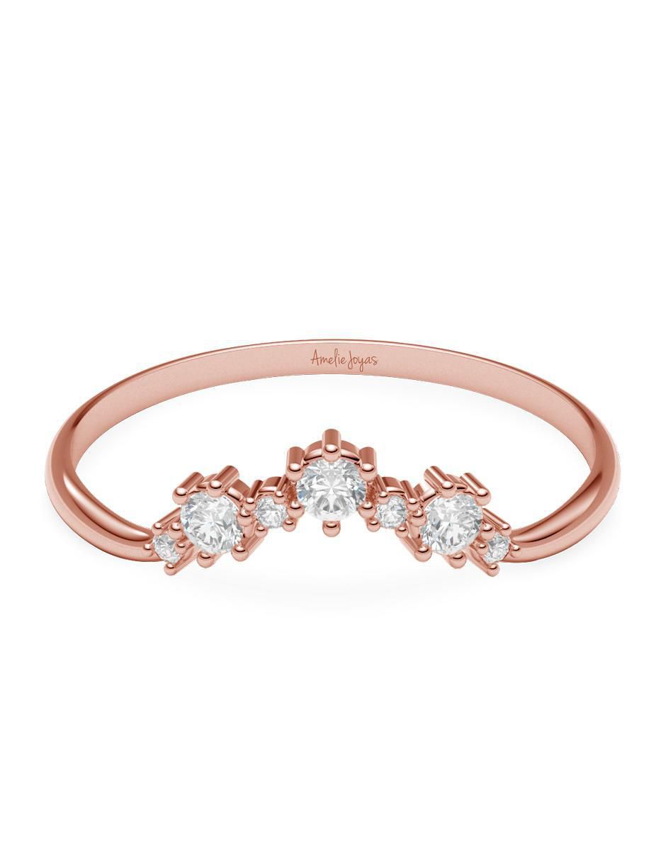 Anillo 14 k de oro zirconia brillante