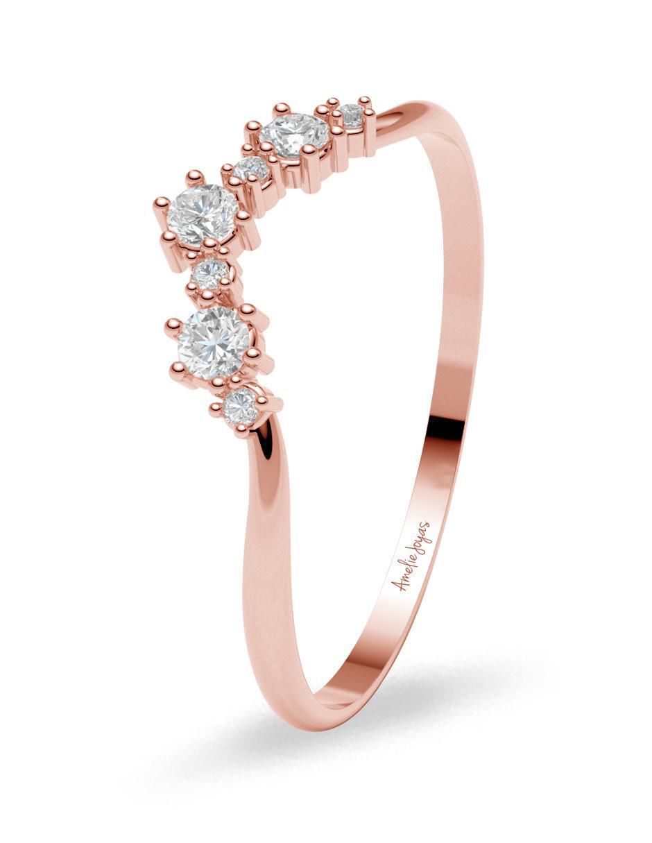 Anillo 14 k de oro zirconia brillante 2