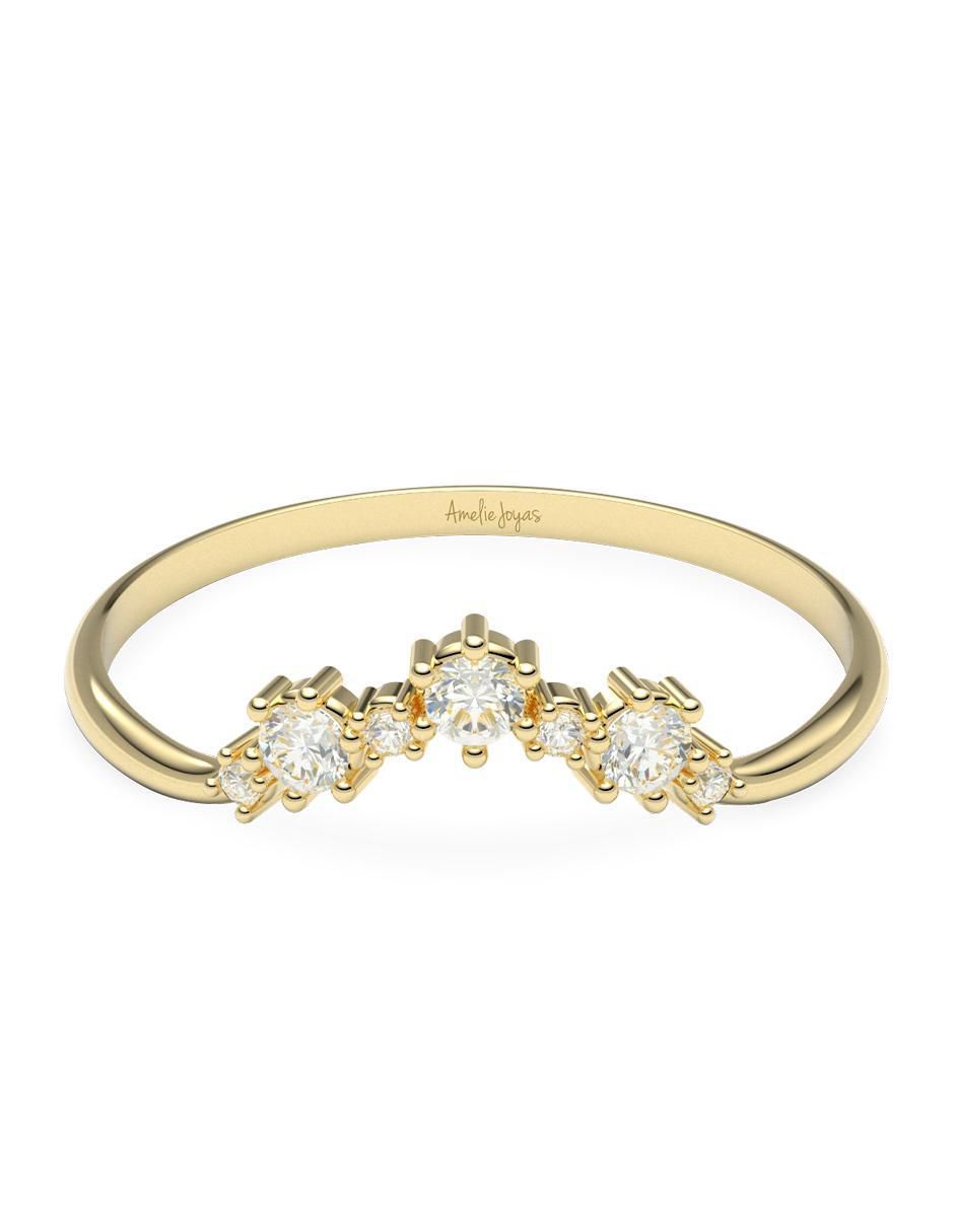 Anillo 14 k de oro zirconia brillante