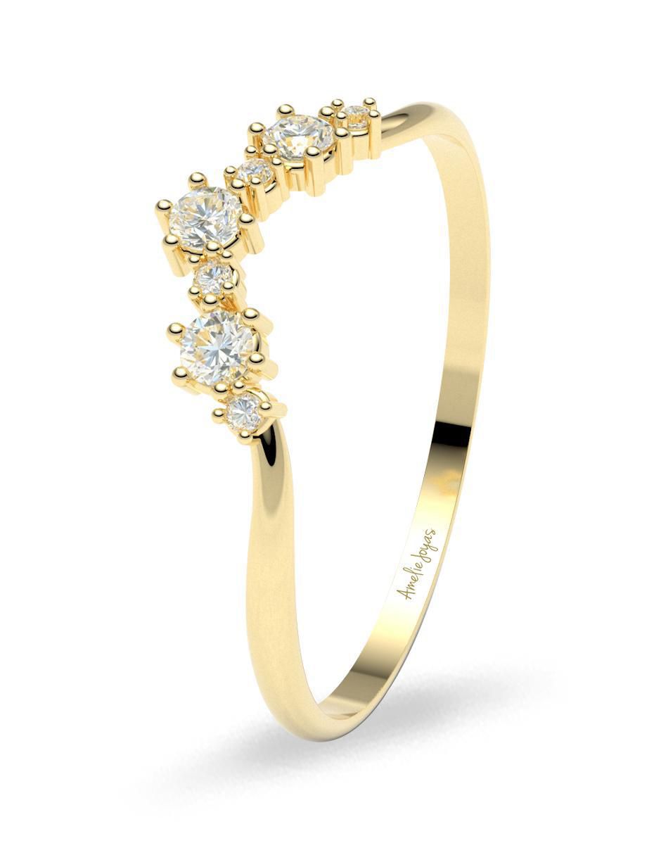 Anillo "de (si aplica)" redondo amelie joyas sin colección sin licencia 14 k "de" oro zirconia