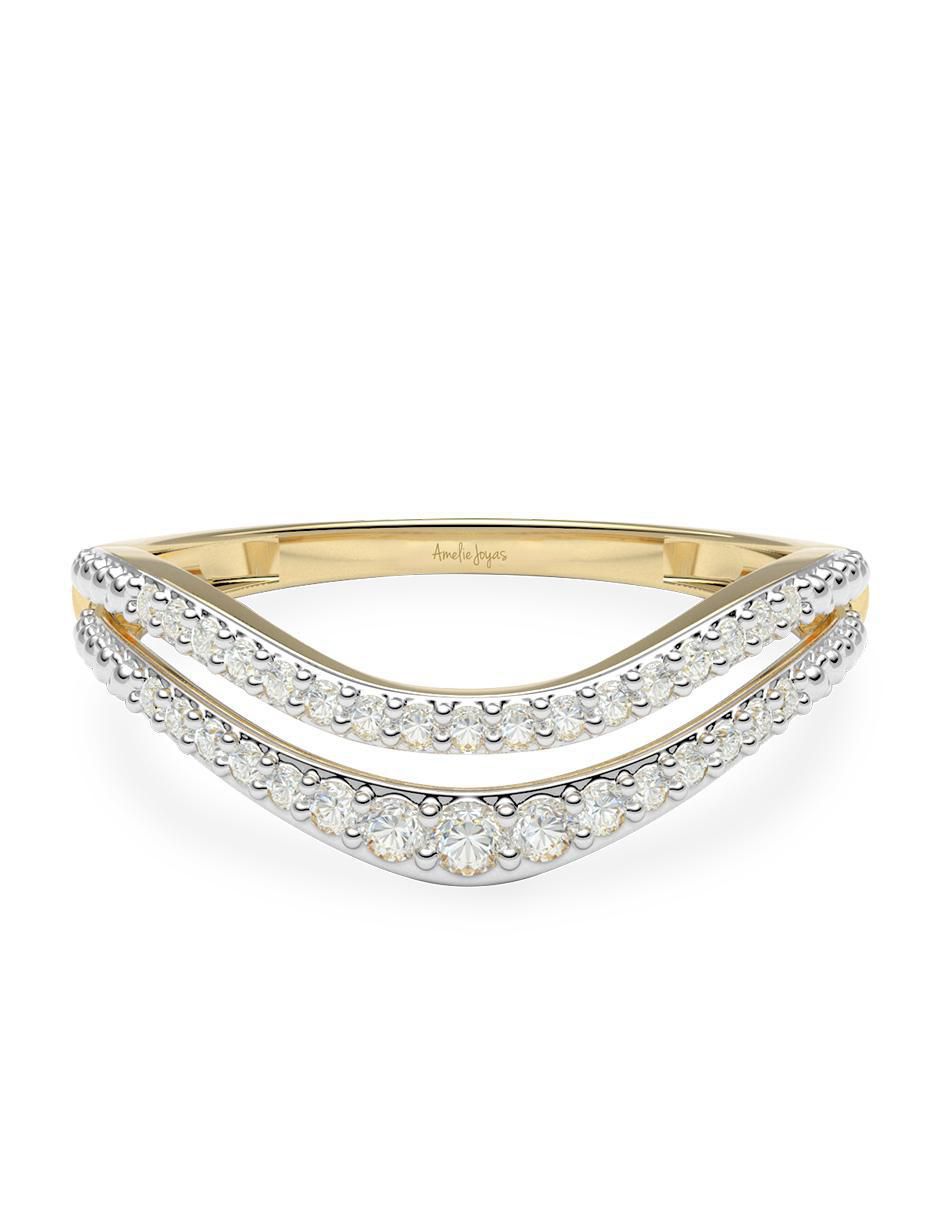 Anillo 14 k de oro zirconia brillante
