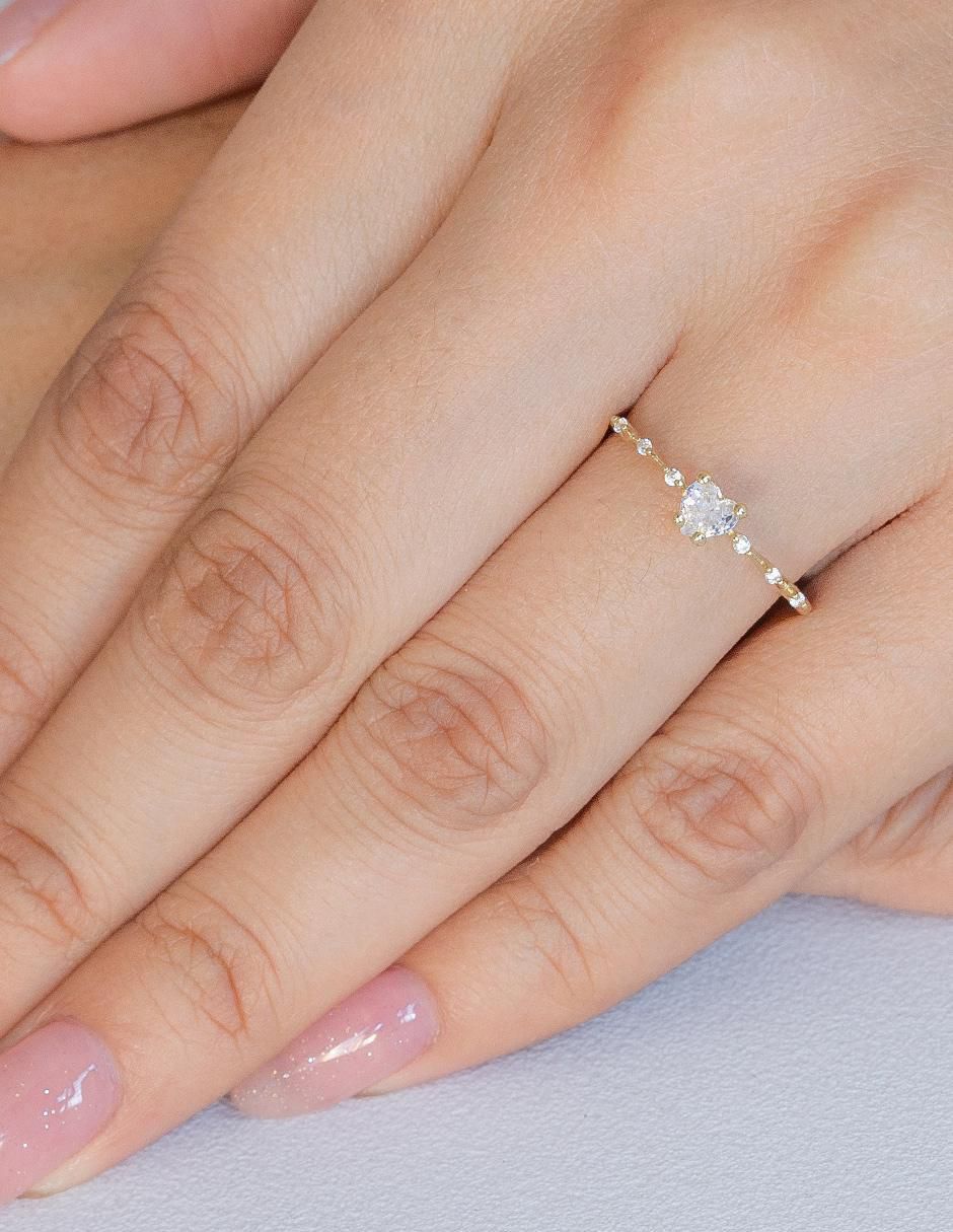 Anillo "de (si aplica)" corazón abba joyas sin familia o colección no aplica 10 k "de" oro zirconia pavé