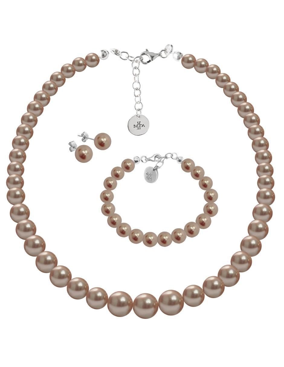 Collar aretes y pulsera Pearls de plata P925 cristal