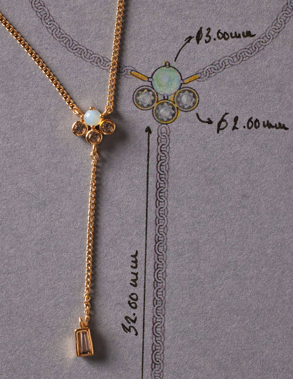 Collar de flor Moon de baño de oro 18 K 2