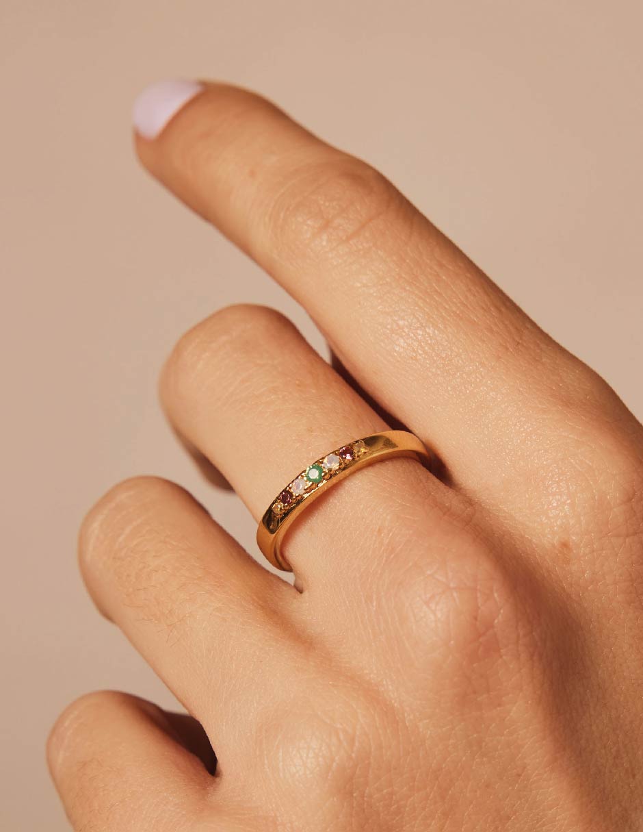Anillo Mums Just Want to Have Fun circonita con acabado baño de oro 18 k 3