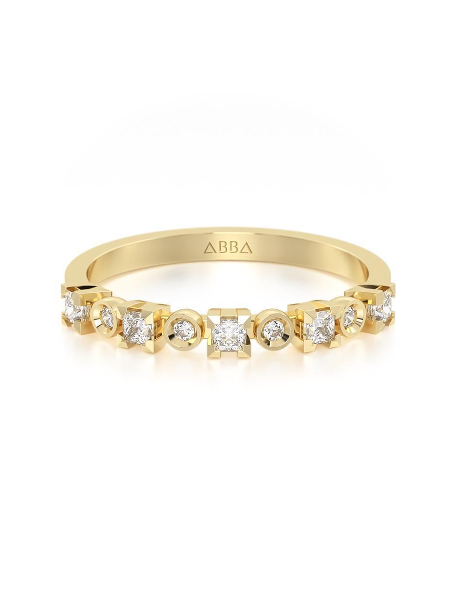 Churumbela geométrica 10 k de oro zirconia pavé