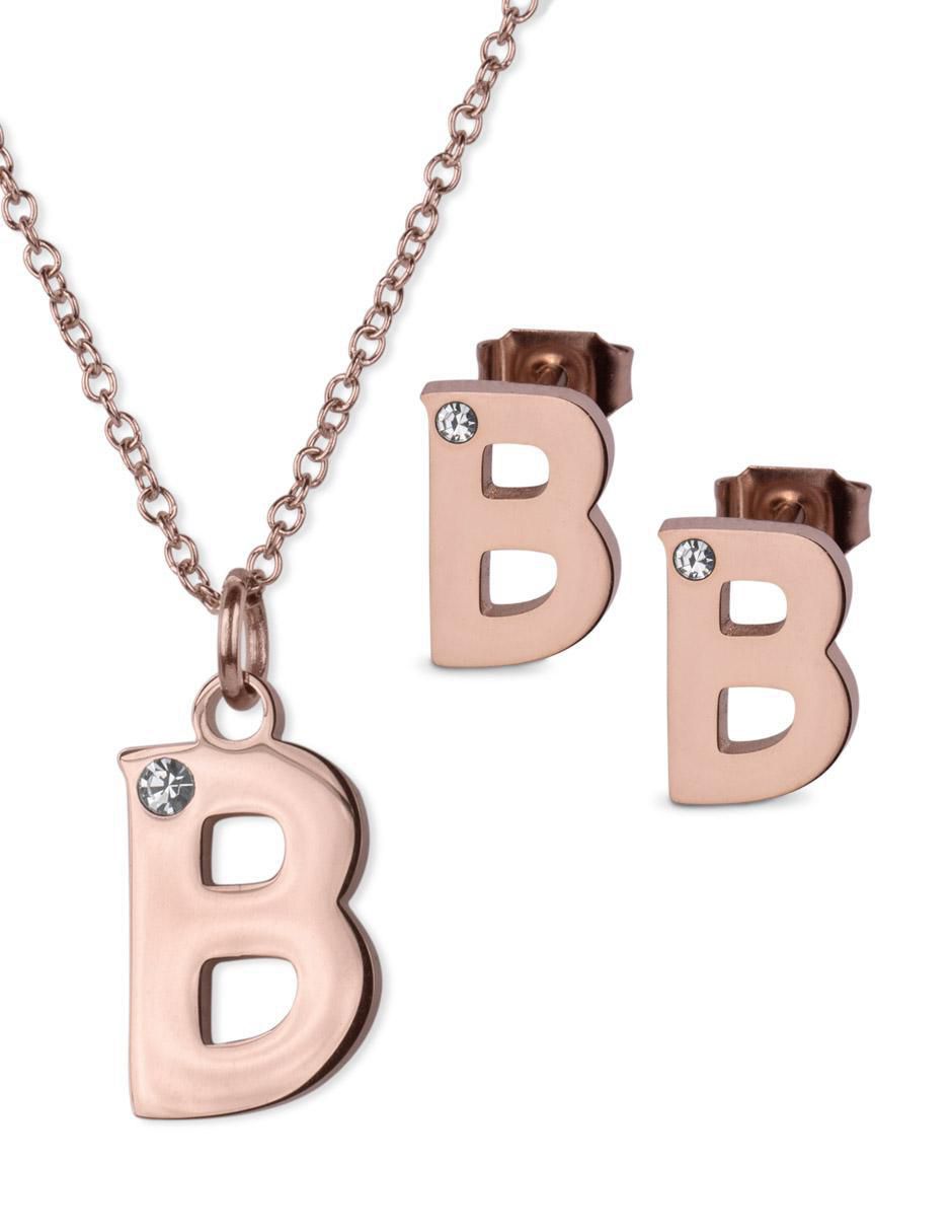 Aretes y collar de letras zirconia cúbica Aretes y collar de letras zirconia cúbica
