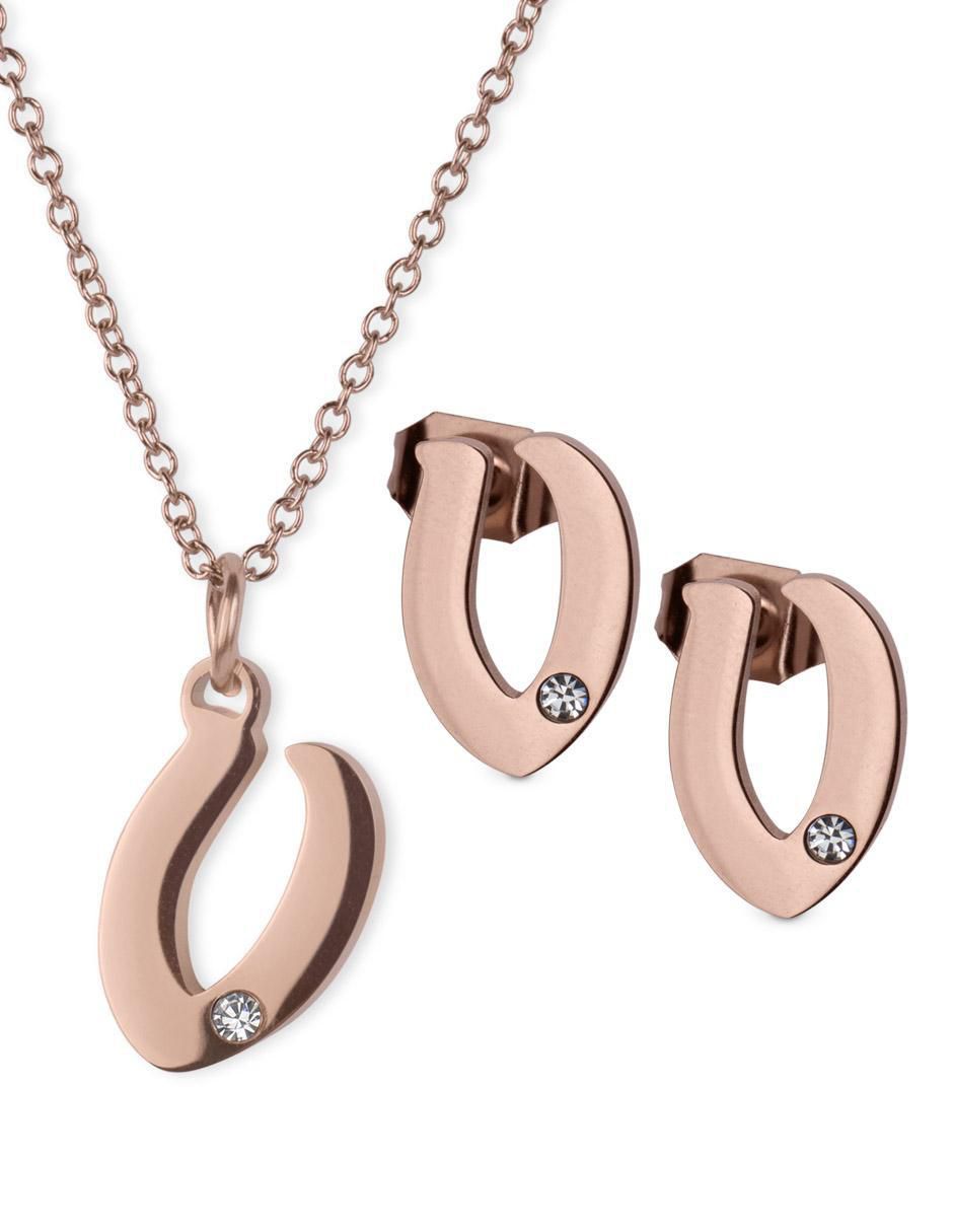 Aretes y collar de letras zirconia cúbica Aretes y collar de letras zirconia cúbica