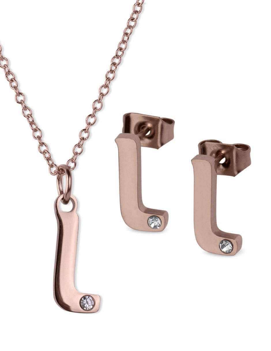 Aretes y collar de letras zirconia cúbica Aretes y collar de letras zirconia cúbica