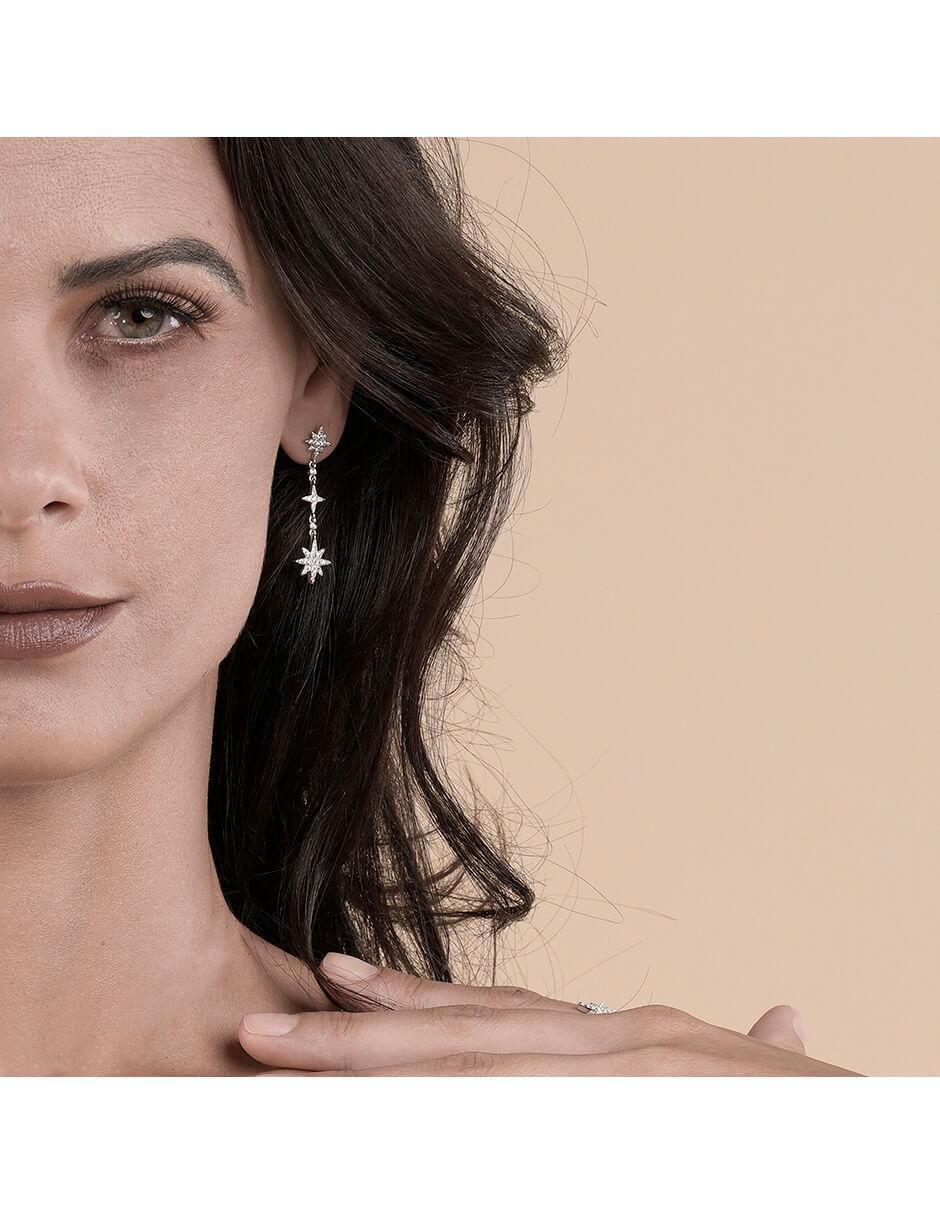 Aretes de estrella de plata P 925 con acabado brillante zirconia 2