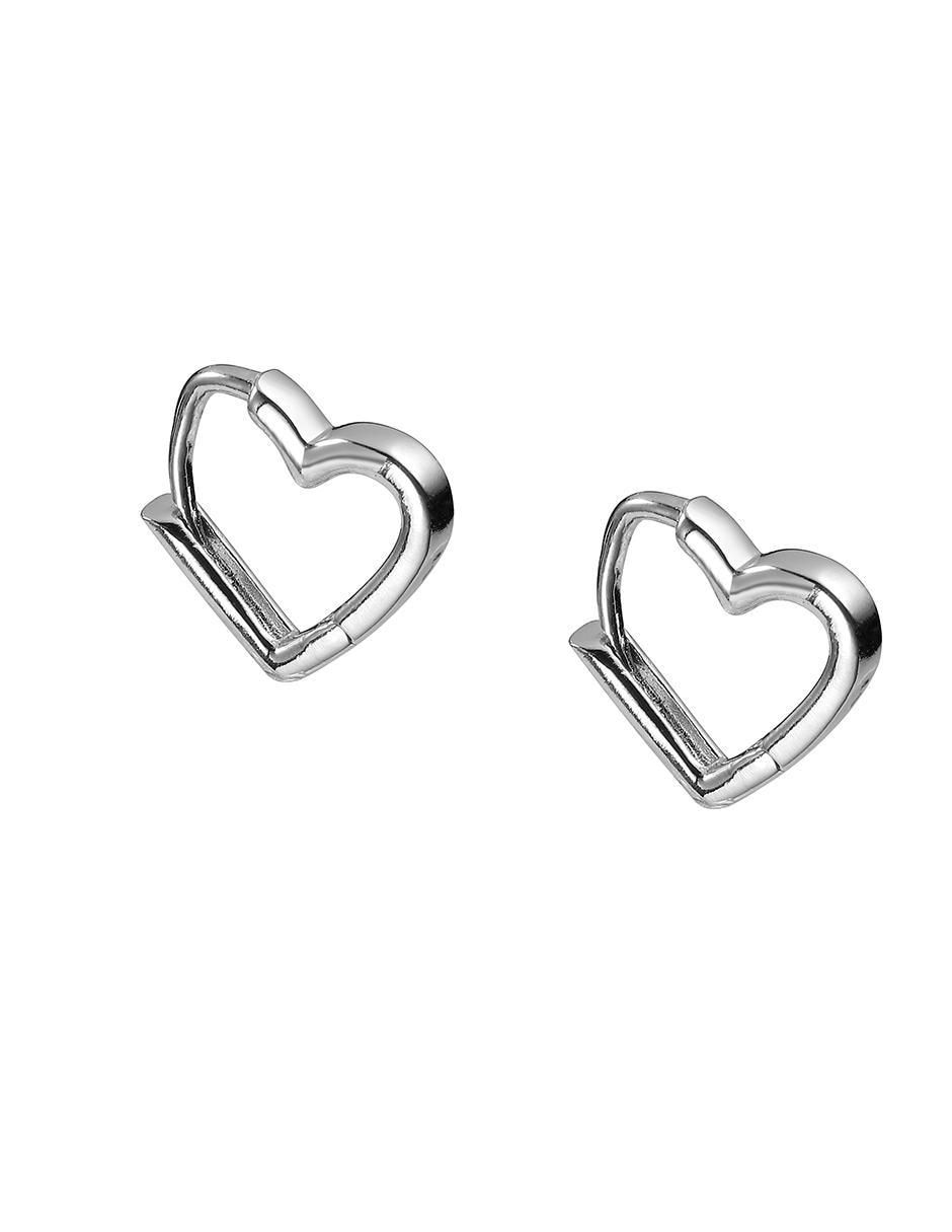 Arracadas de corazón de plata P 925 con acabado brillante 1