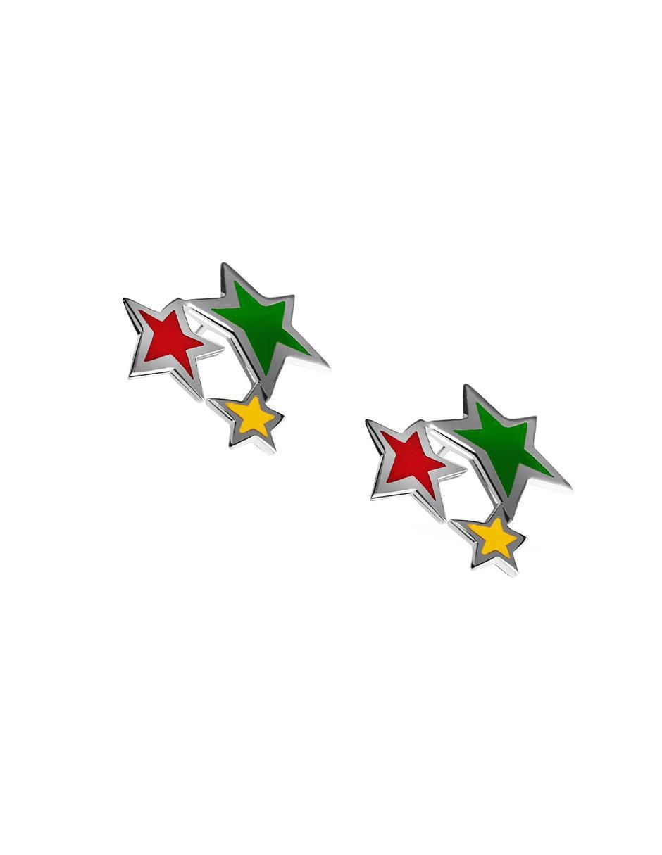 Aretes de estrella con acabado plateado