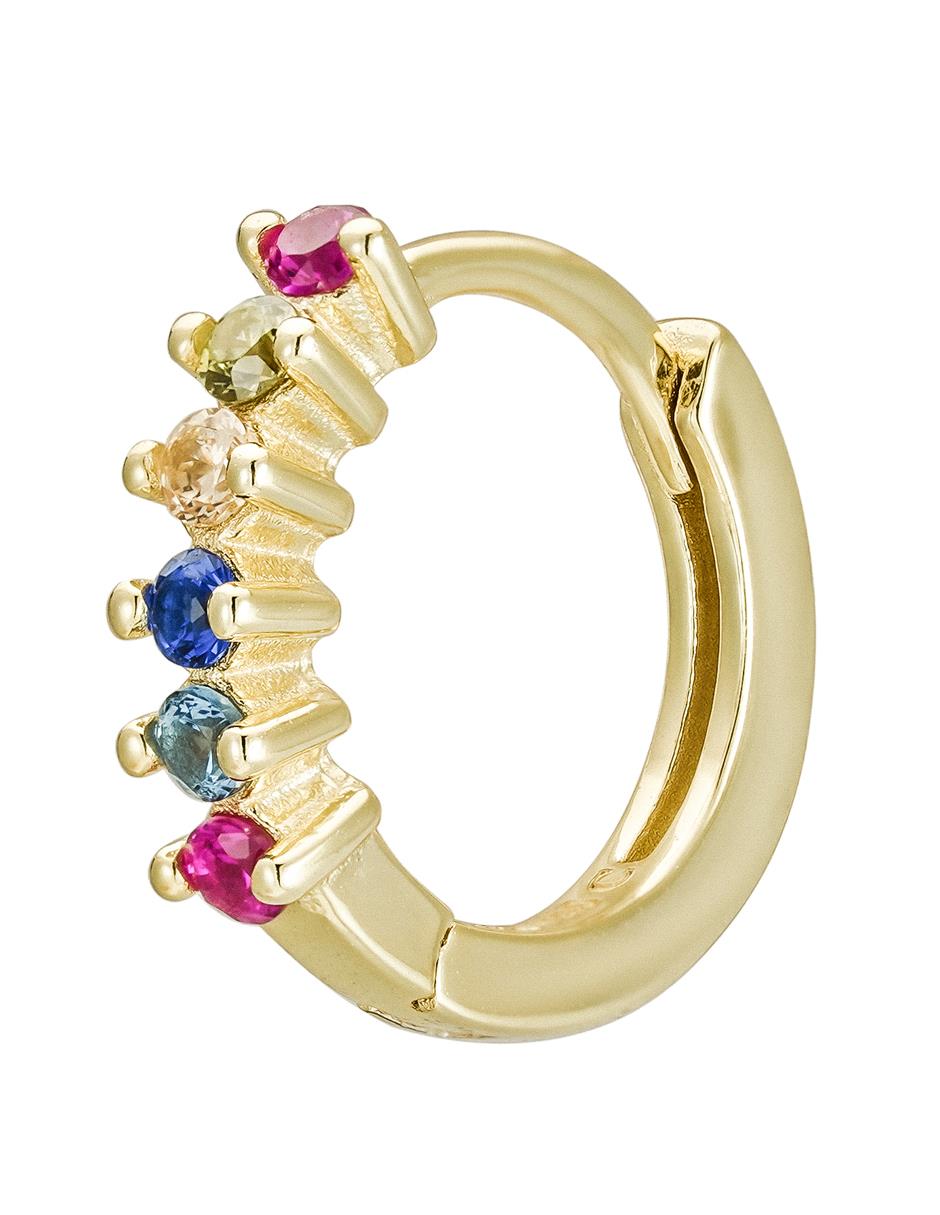 Aretes redondos de plata con acabado baño de oro zirconia