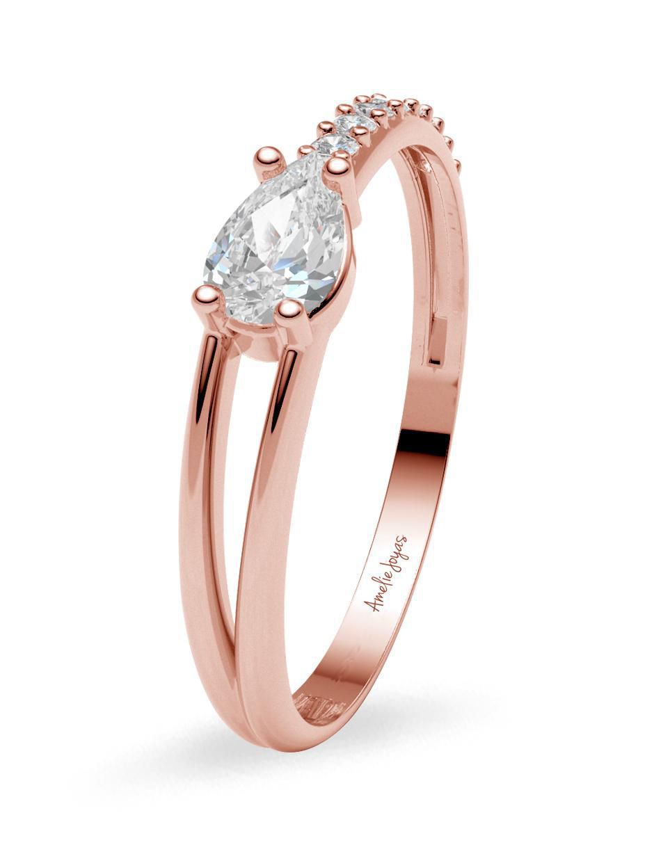Anillo 14 k de oro zirconia brillante 2