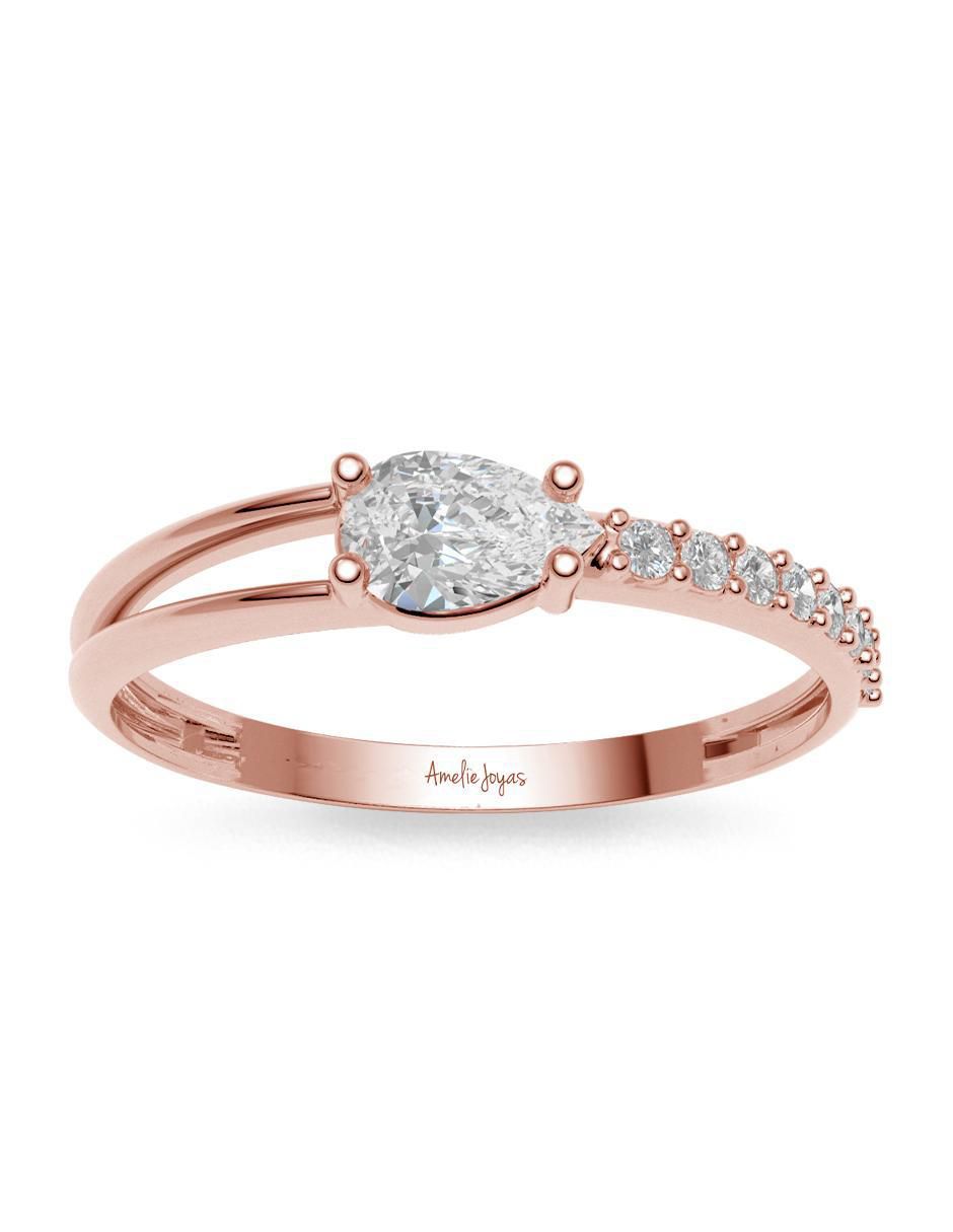 Anillo 14 k de oro zirconia brillante 4