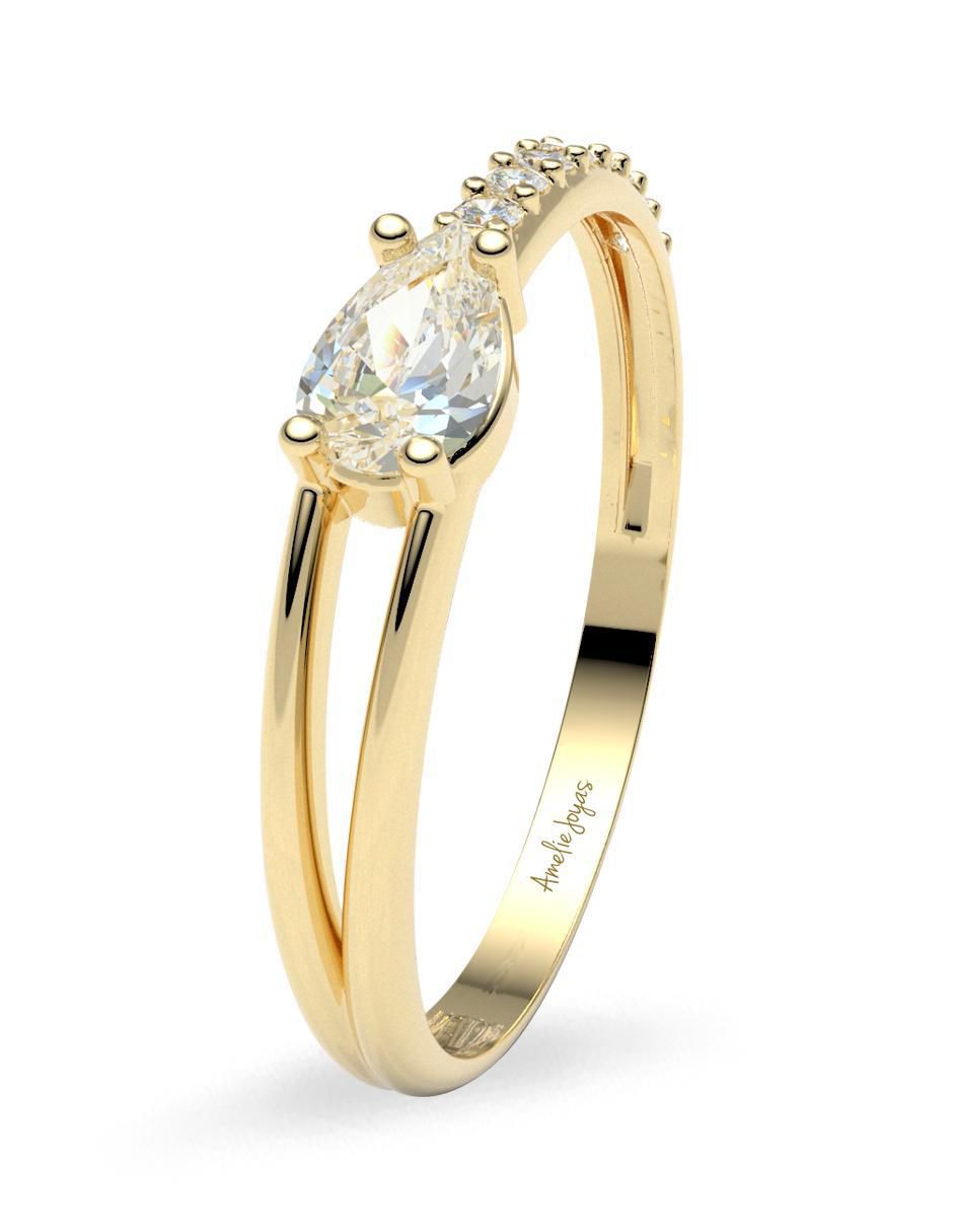 Anillo "de (si aplica)" redondo amelie joyas sin colección sin licencia 14 k "de" oro zirconia