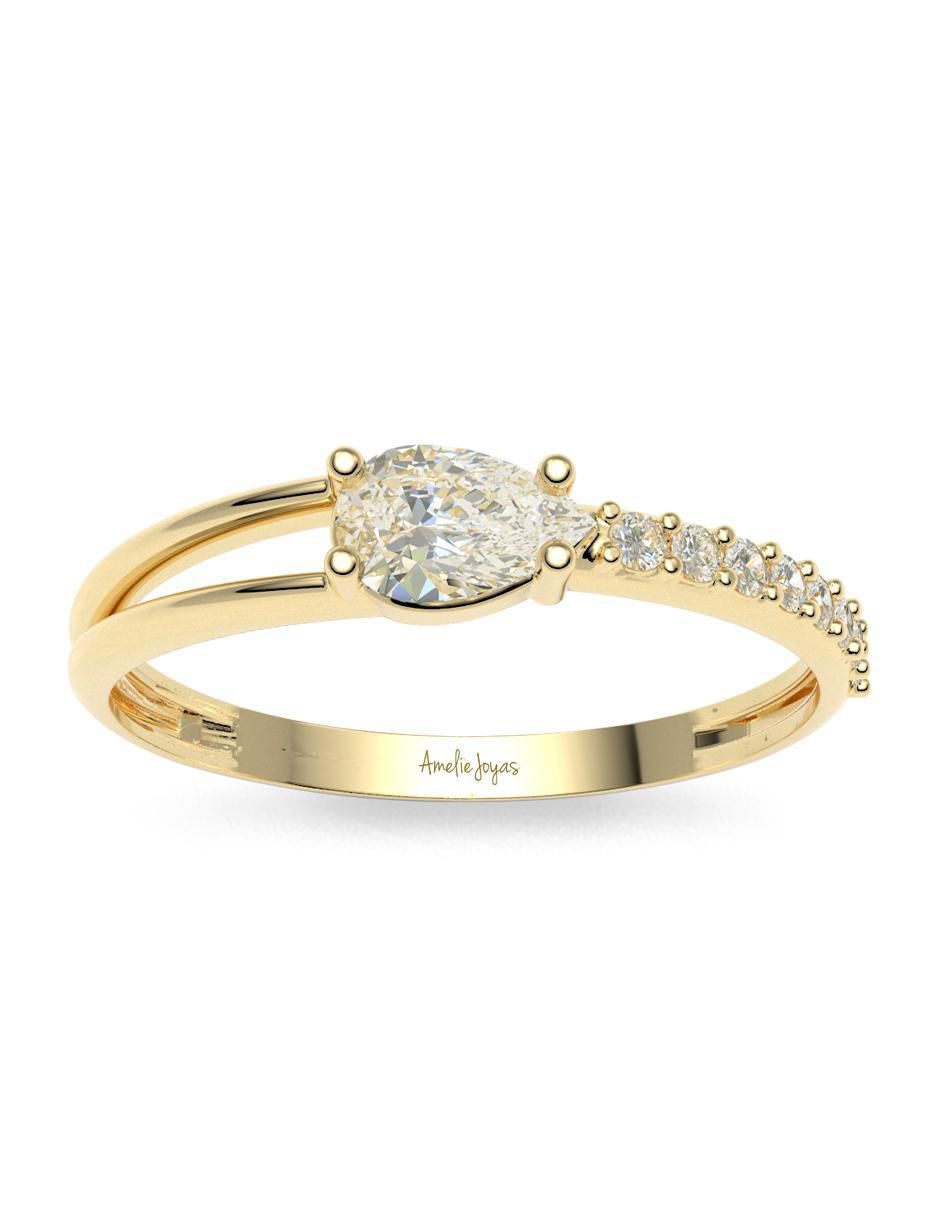 Anillo "de (si aplica)" redondo amelie joyas sin colección sin licencia 14 k "de" oro zirconia