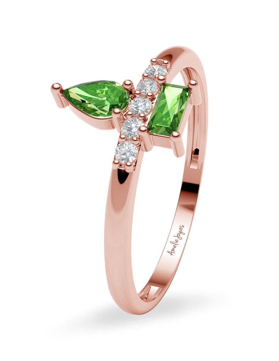 Anillo 14 k de oro zirconia brillante 2