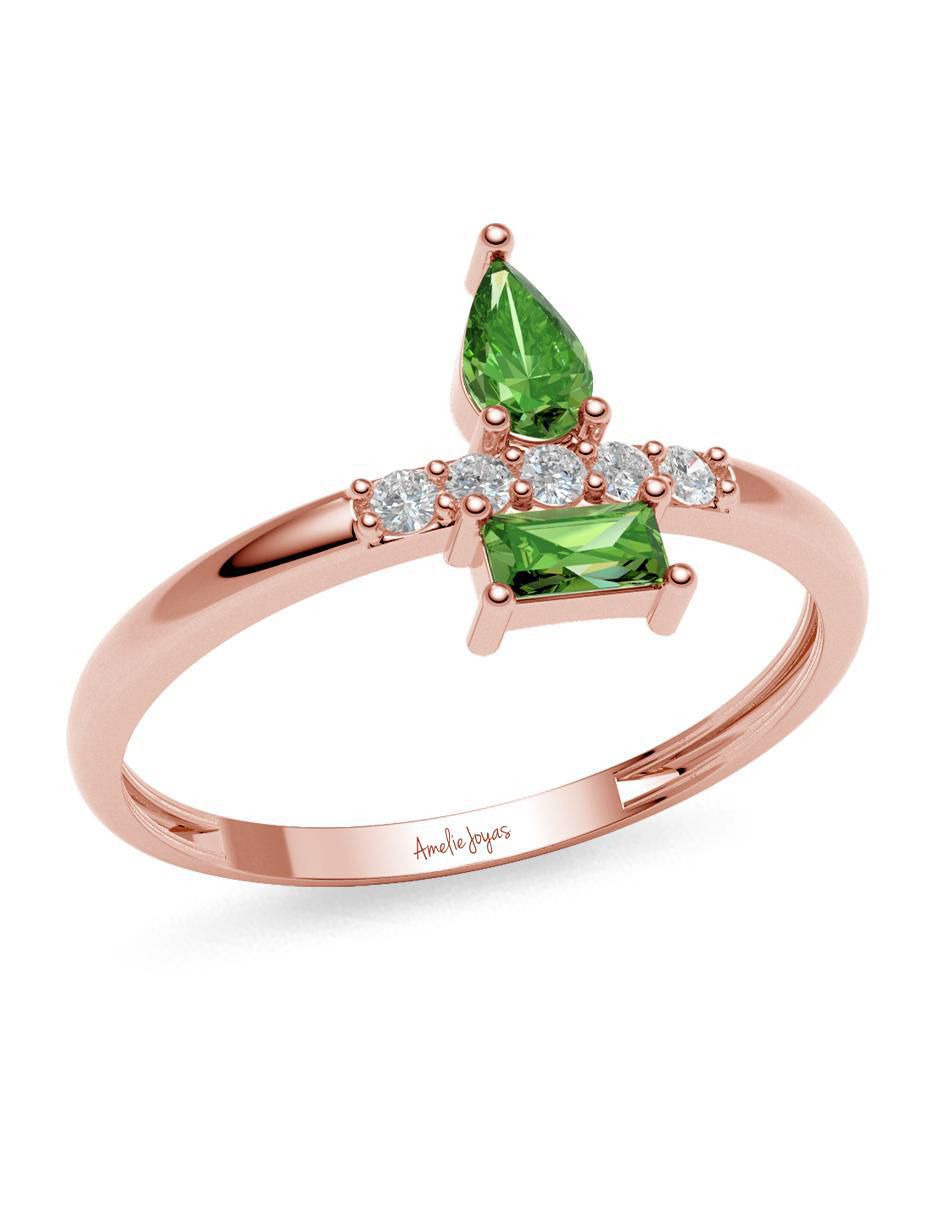 Anillo 14 k de oro zirconia brillante 4