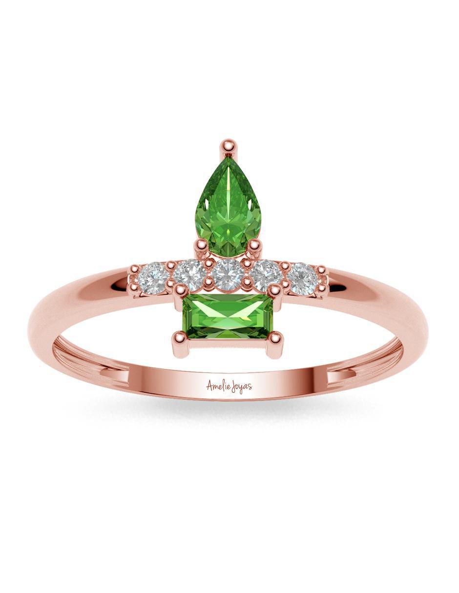 Anillo 14 k de oro zirconia brillante 5