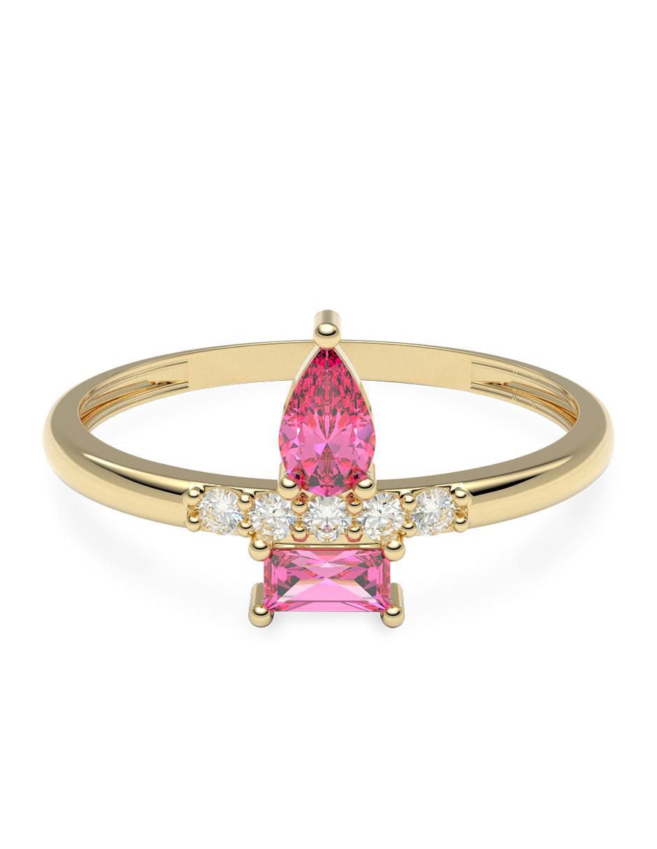 Anillo 14 k de oro zirconia brillante