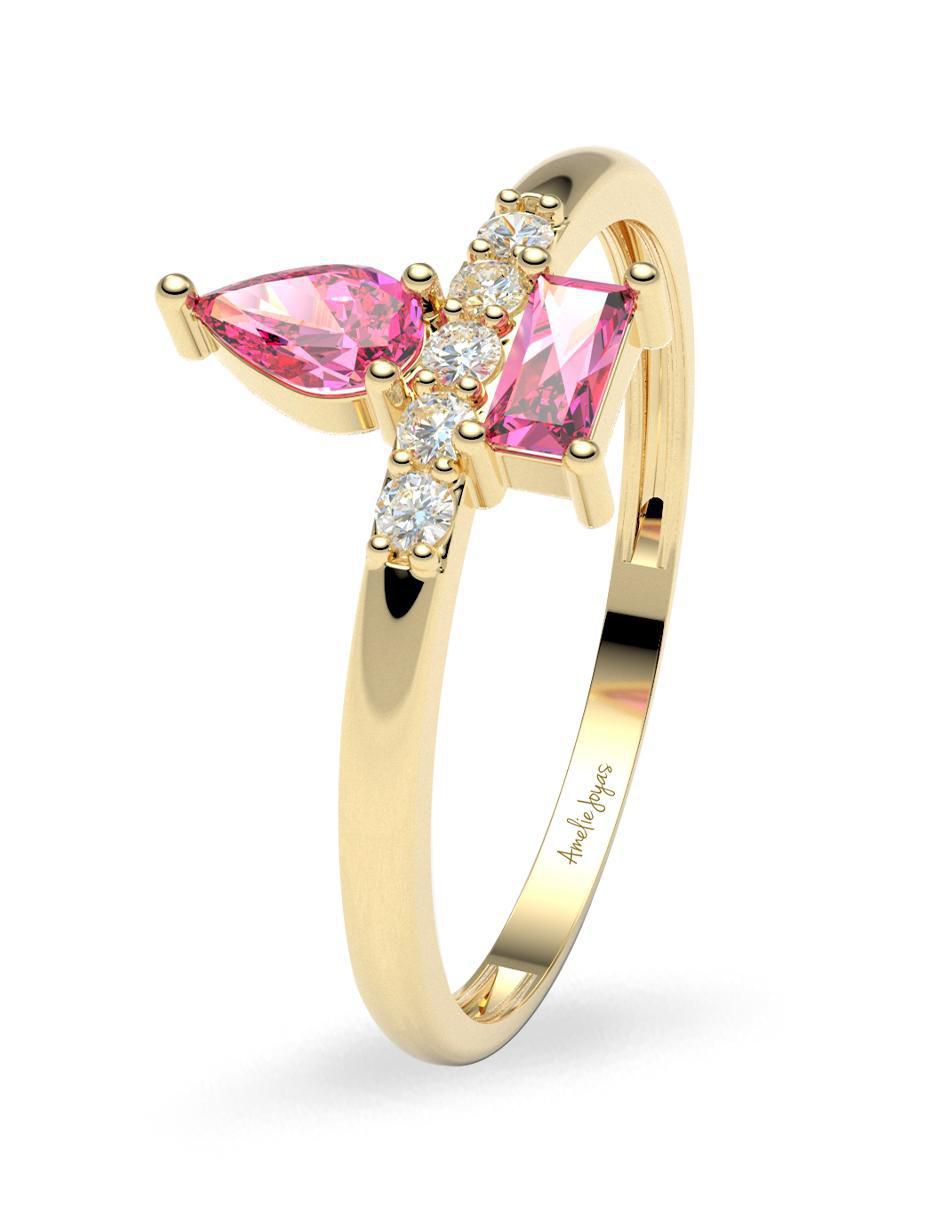 Anillo "de (si aplica)" redondo amelie joyas sin colección sin licencia 14 k "de" oro zirconia