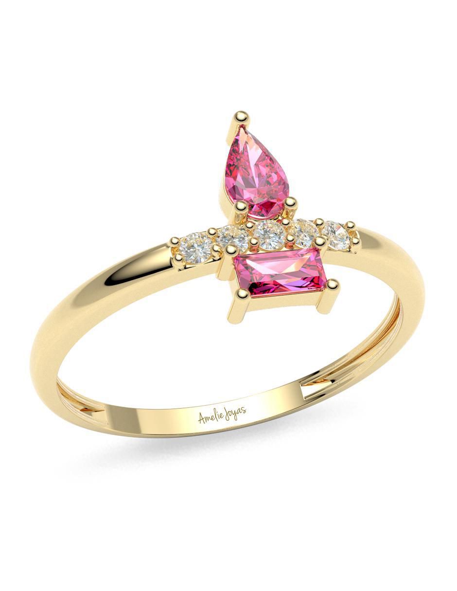 Anillo "de (si aplica)" redondo amelie joyas sin colección sin licencia 14 k "de" oro zirconia