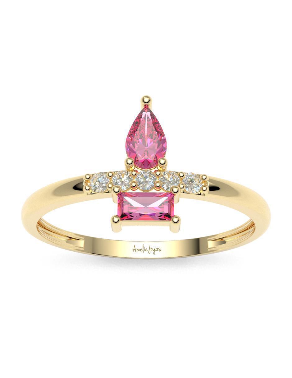 Anillo "de (si aplica)" redondo amelie joyas sin colección sin licencia 14 k "de" oro zirconia