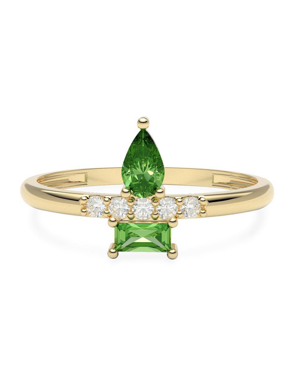 Anillo 14 k de oro zirconia brillante