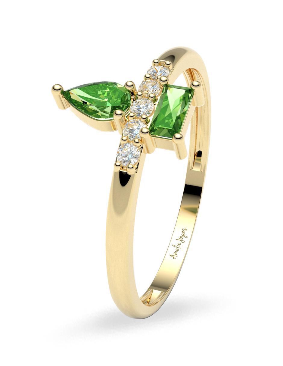 Anillo "de (si aplica)" redondo amelie joyas sin colección sin licencia 14 k "de" oro zirconia