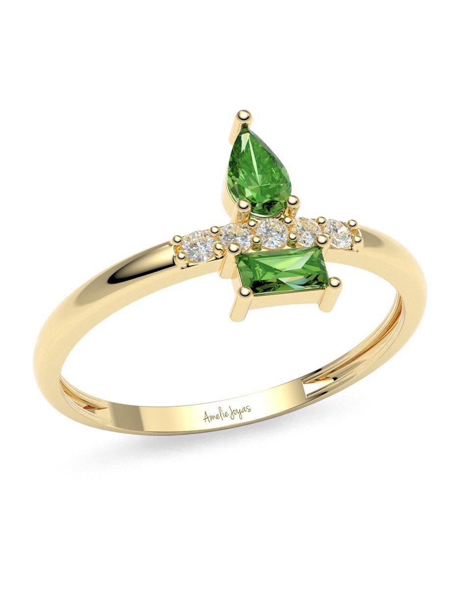 Anillo "de (si aplica)" redondo amelie joyas sin colección sin licencia 14 k "de" oro zirconia