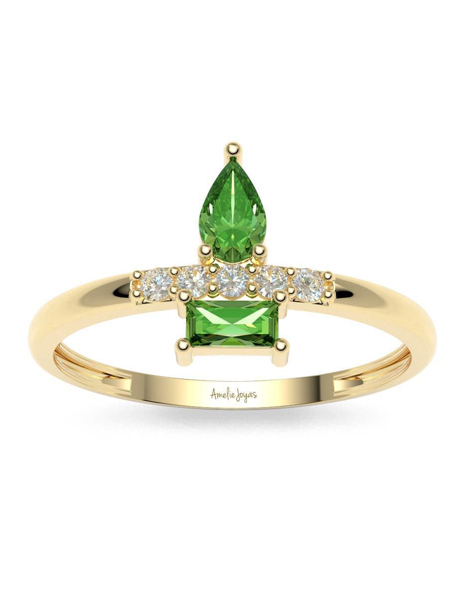Anillo "de (si aplica)" redondo amelie joyas sin colección sin licencia 14 k "de" oro zirconia