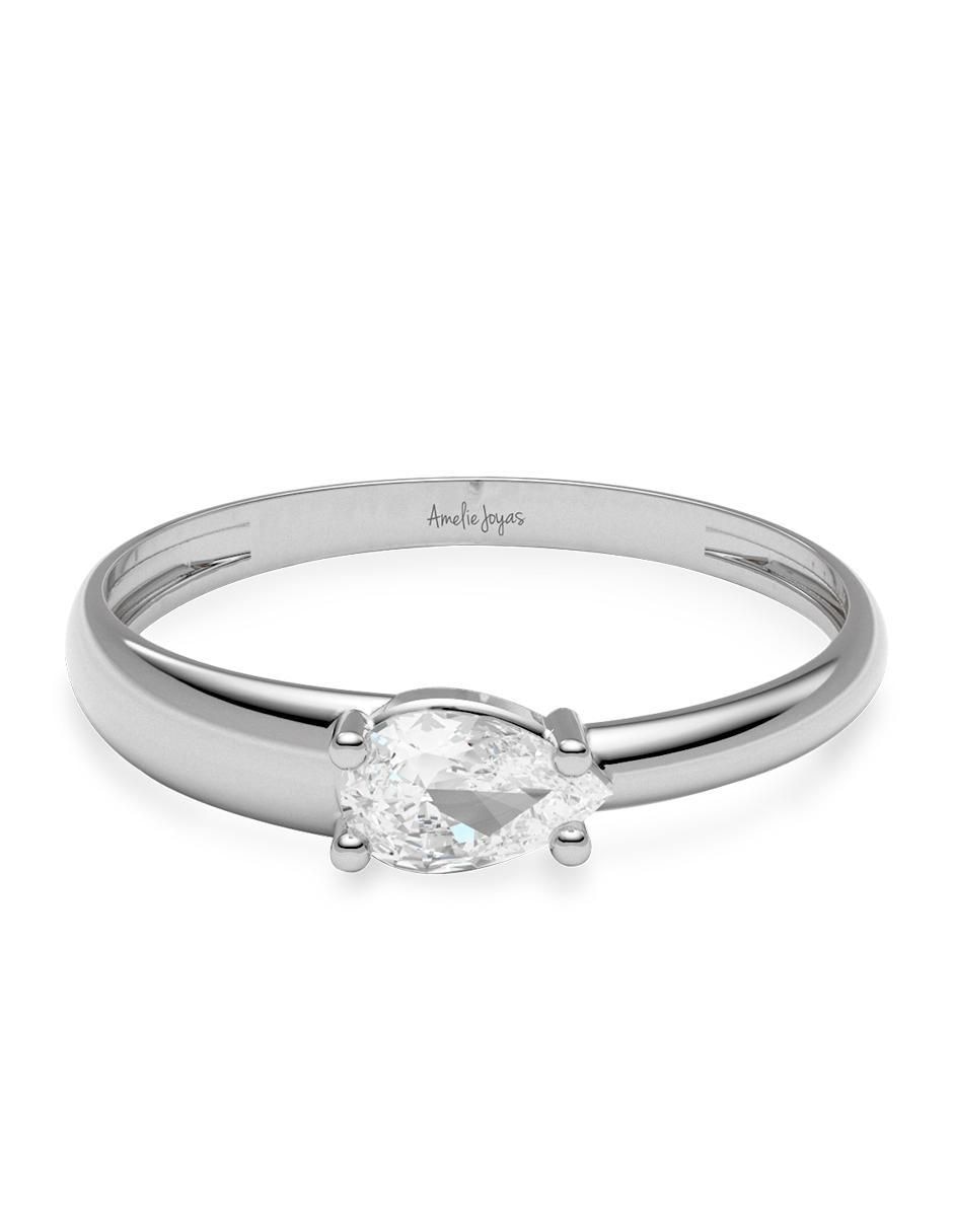 Anillo 14 k de oro zirconia brillante