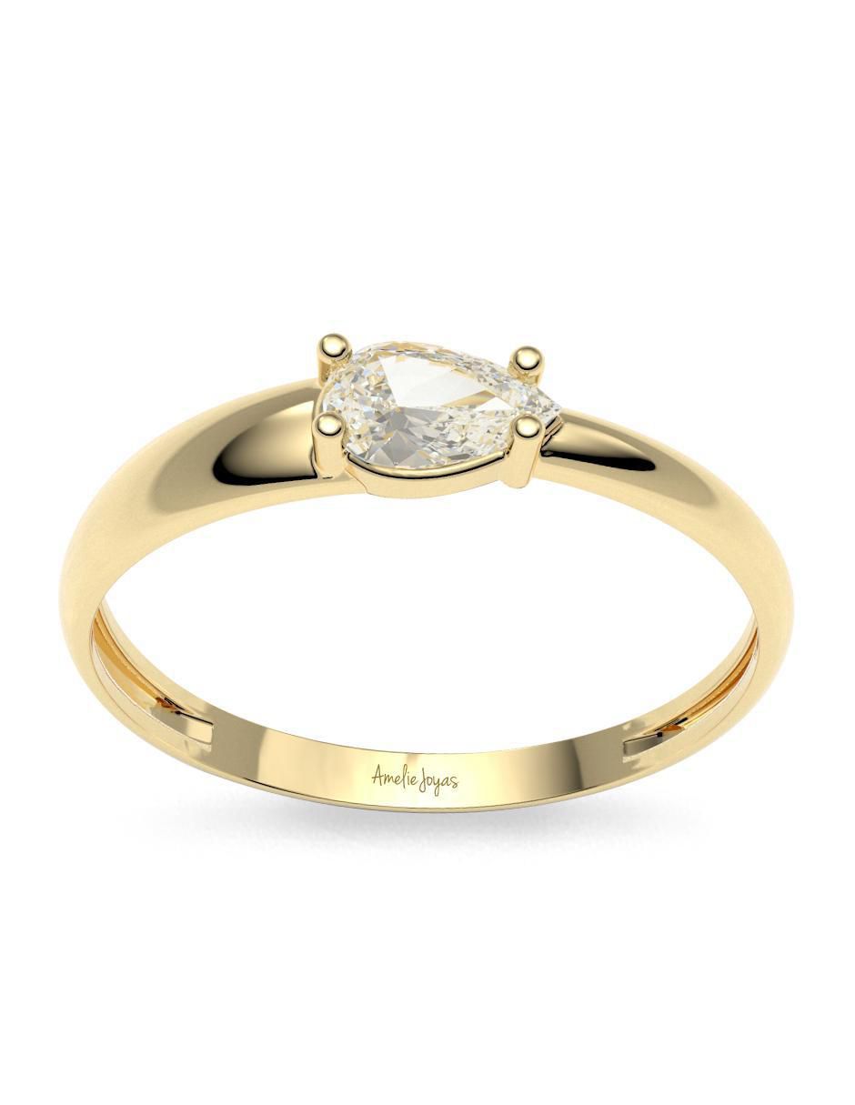 Anillo 14 k de oro zirconia brillante 2