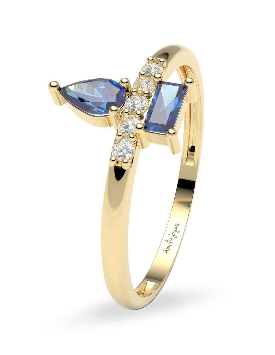 Anillo "de (si aplica)" redondo amelie joyas sin colección sin licencia 14 k "de" oro zirconia