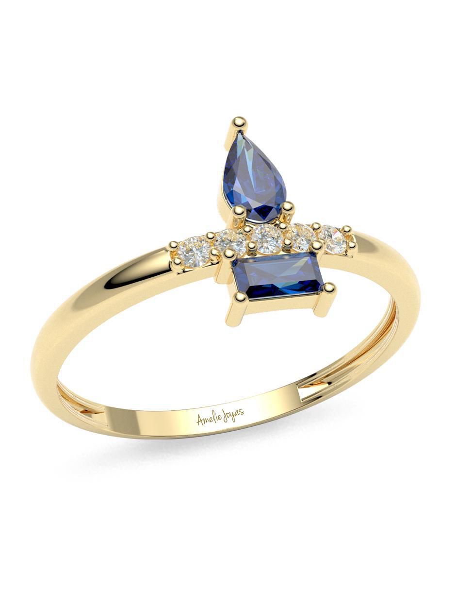 Anillo "de (si aplica)" redondo amelie joyas sin colección sin licencia 14 k "de" oro zirconia
