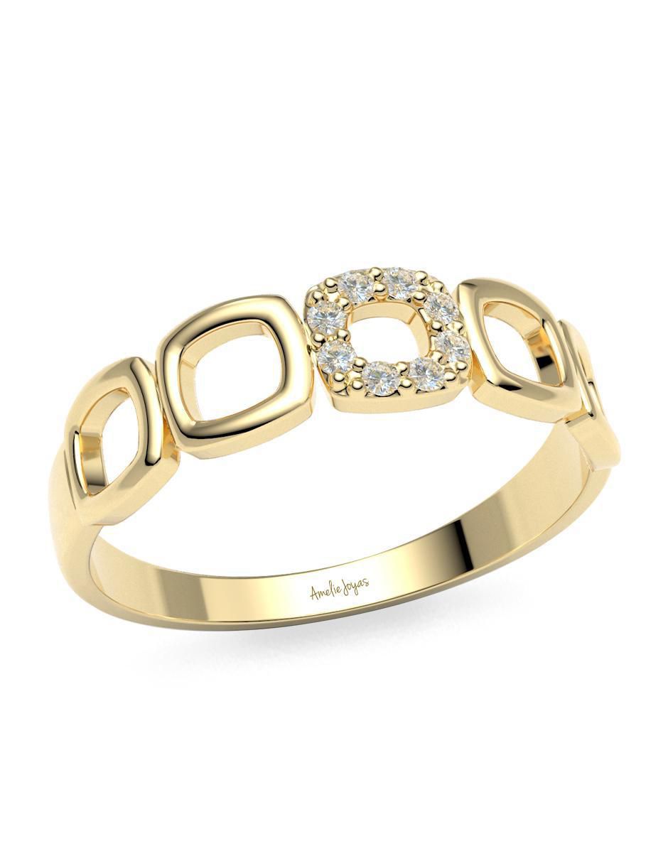 Anillo "de (si aplica)" redondo amelie joyas estuche de regalo sin licencia 14 k "de" oro zirconia