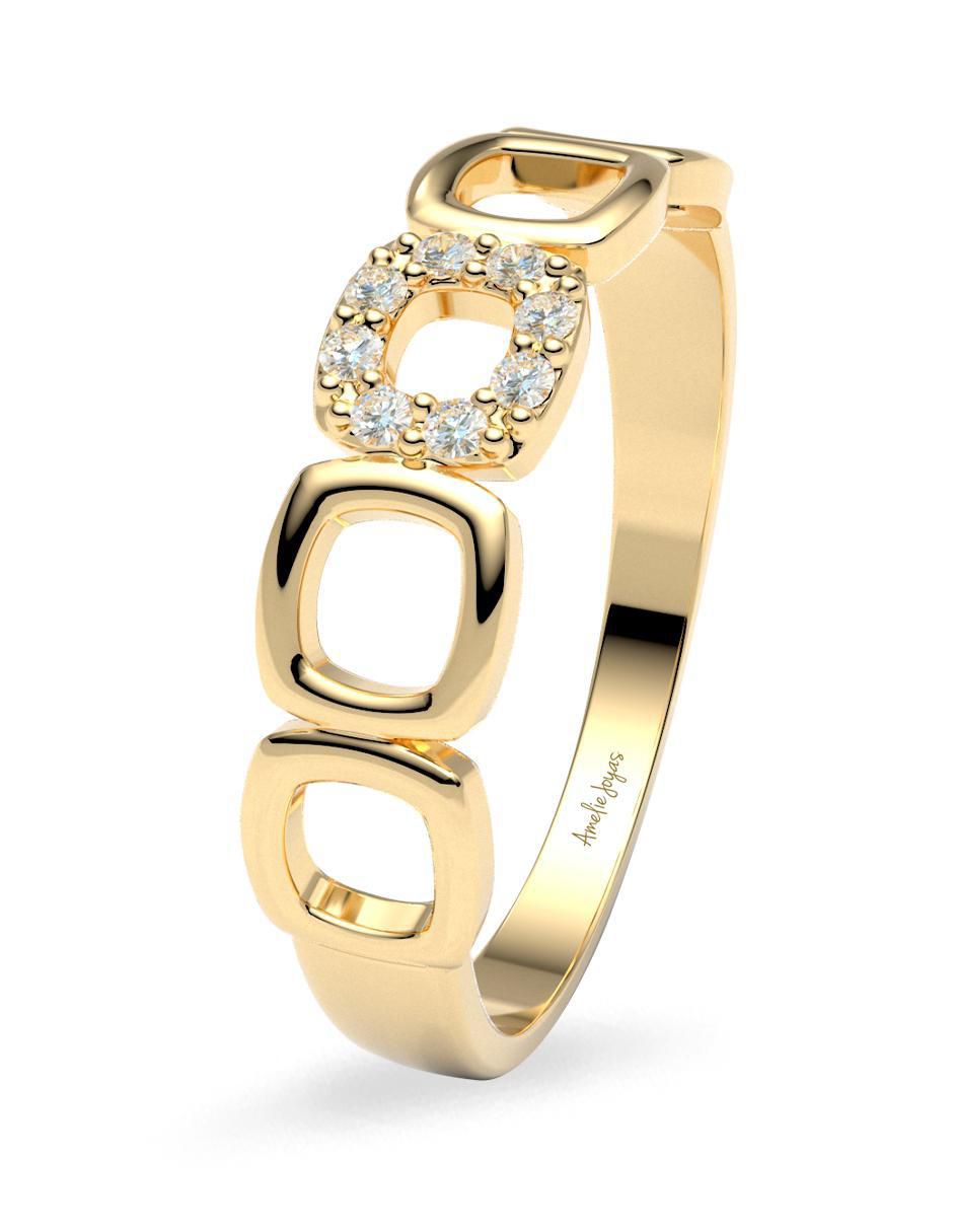 Anillo "de (si aplica)" redondo amelie joyas estuche de regalo sin licencia 14 k "de" oro zirconia