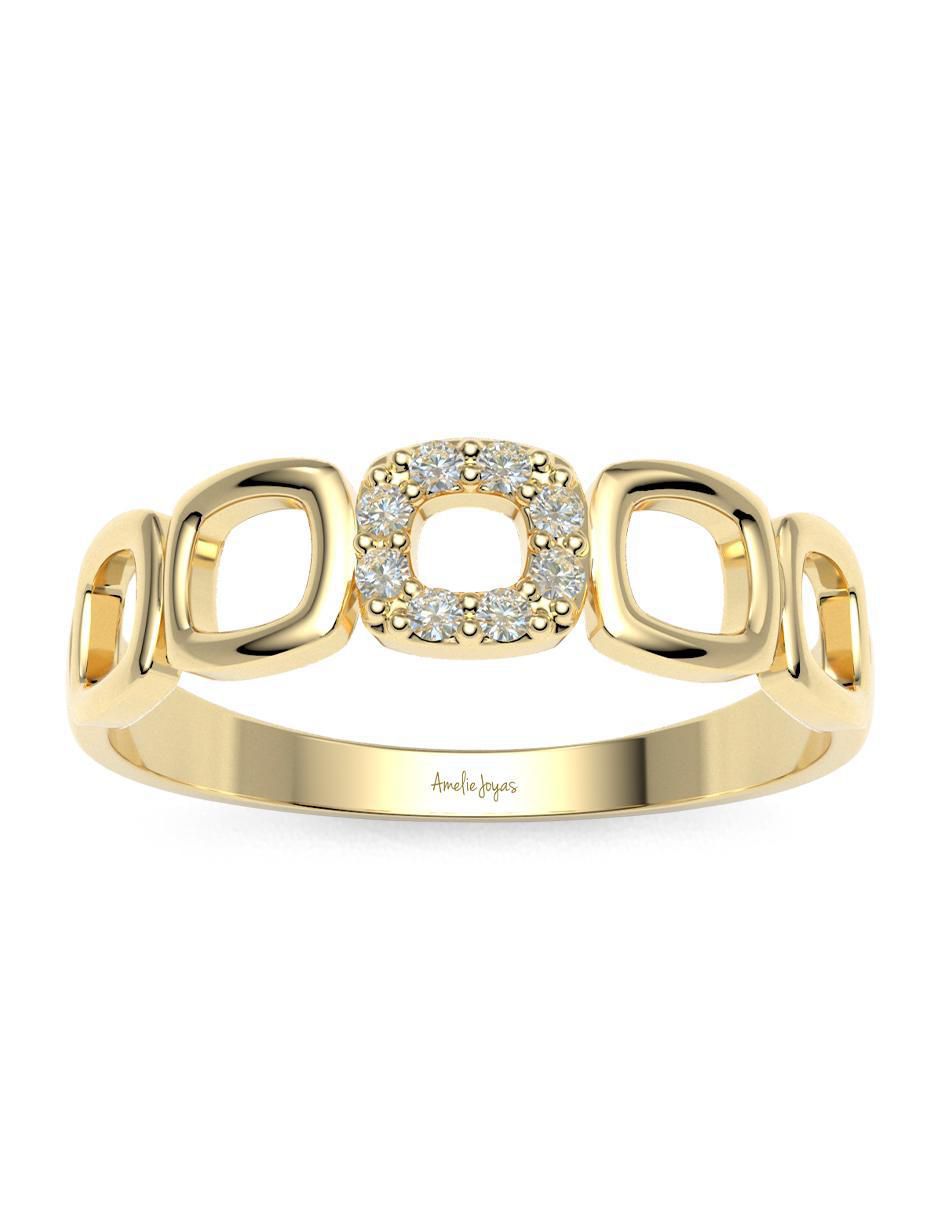 Anillo "de (si aplica)" redondo amelie joyas estuche de regalo sin licencia 14 k "de" oro zirconia