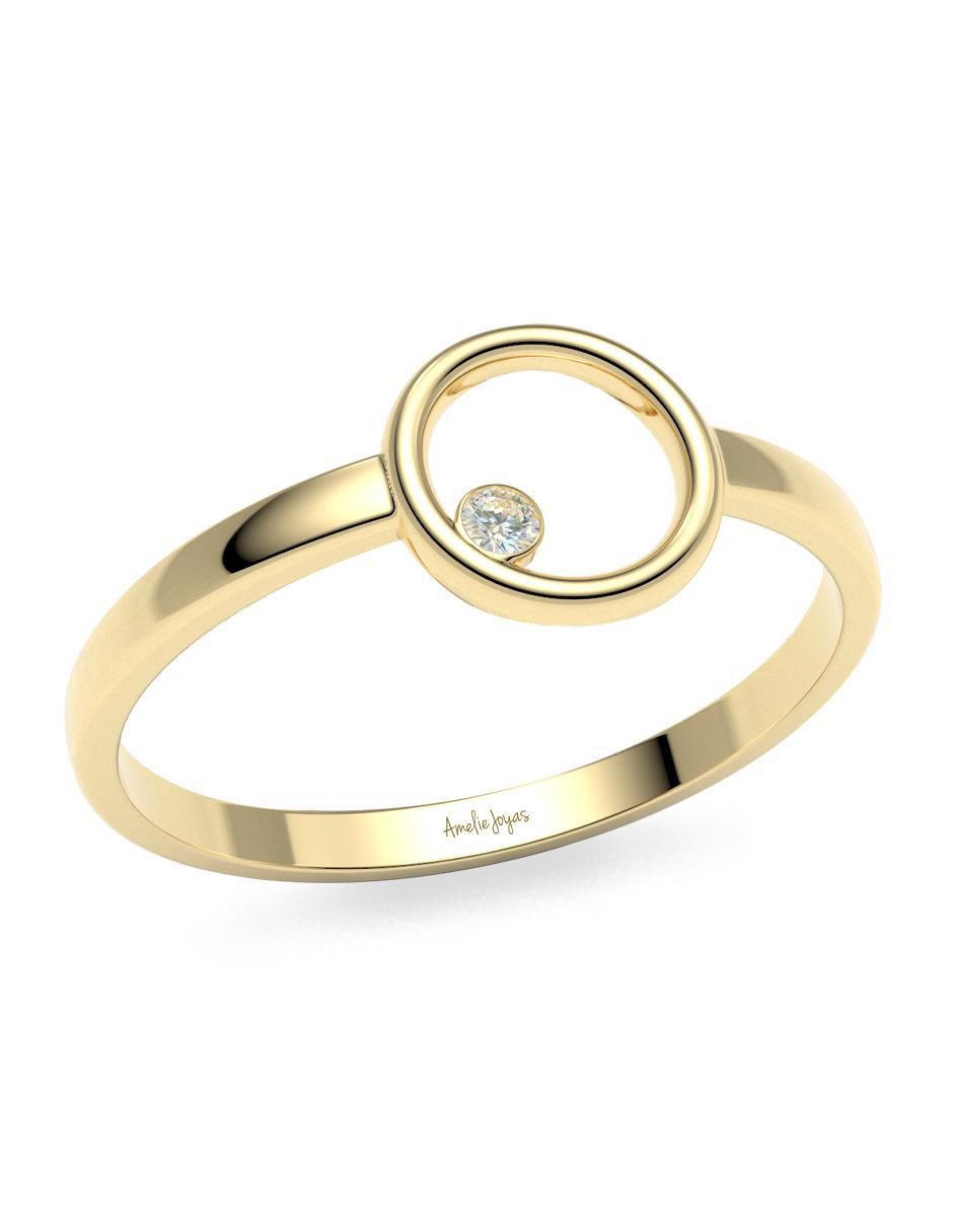 Anillo "de (si aplica)" redondo amelie joyas sin colección sin licencia 14 k "de" oro zirconia